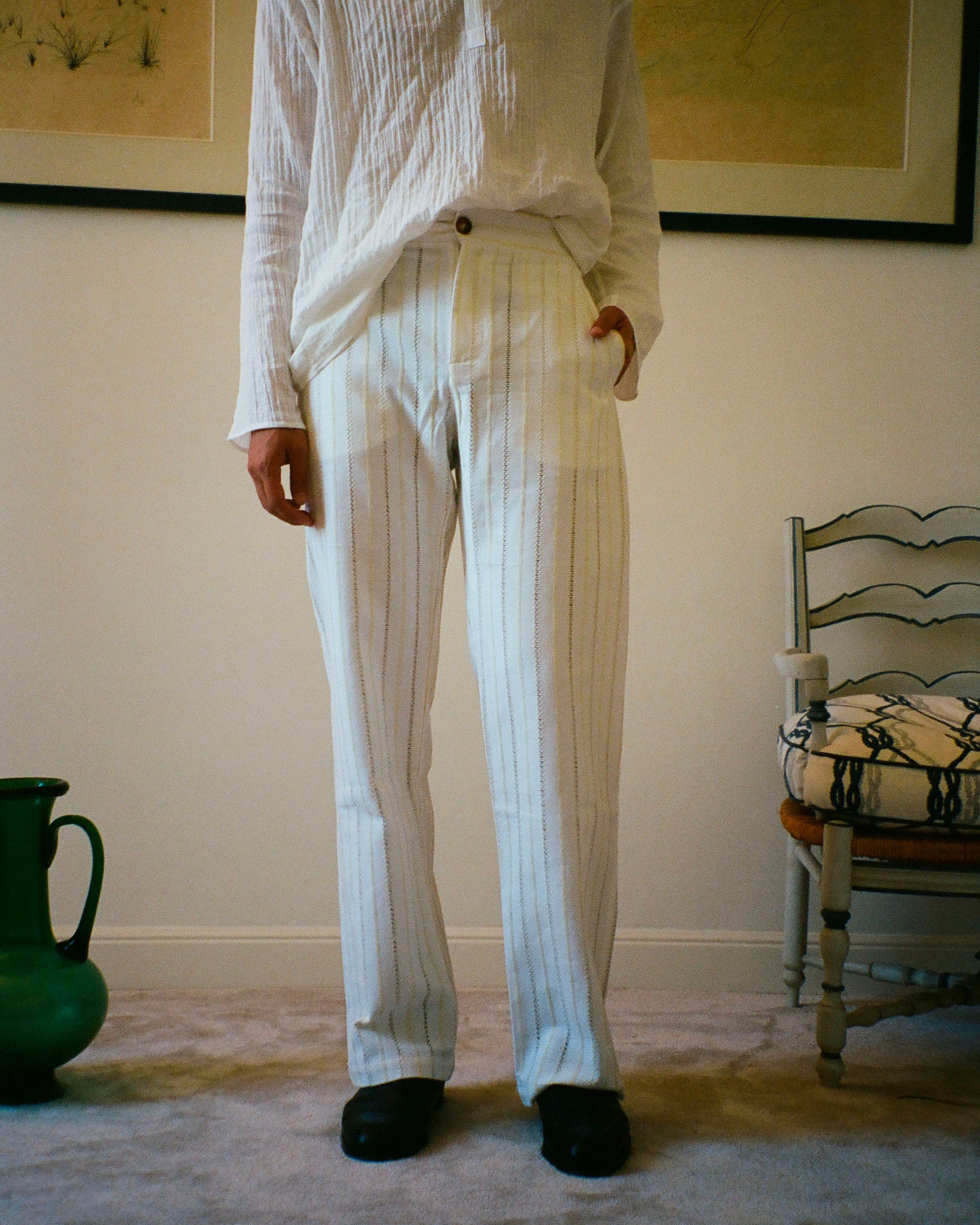 CAPON TROUSERS - CREAM STRIPE