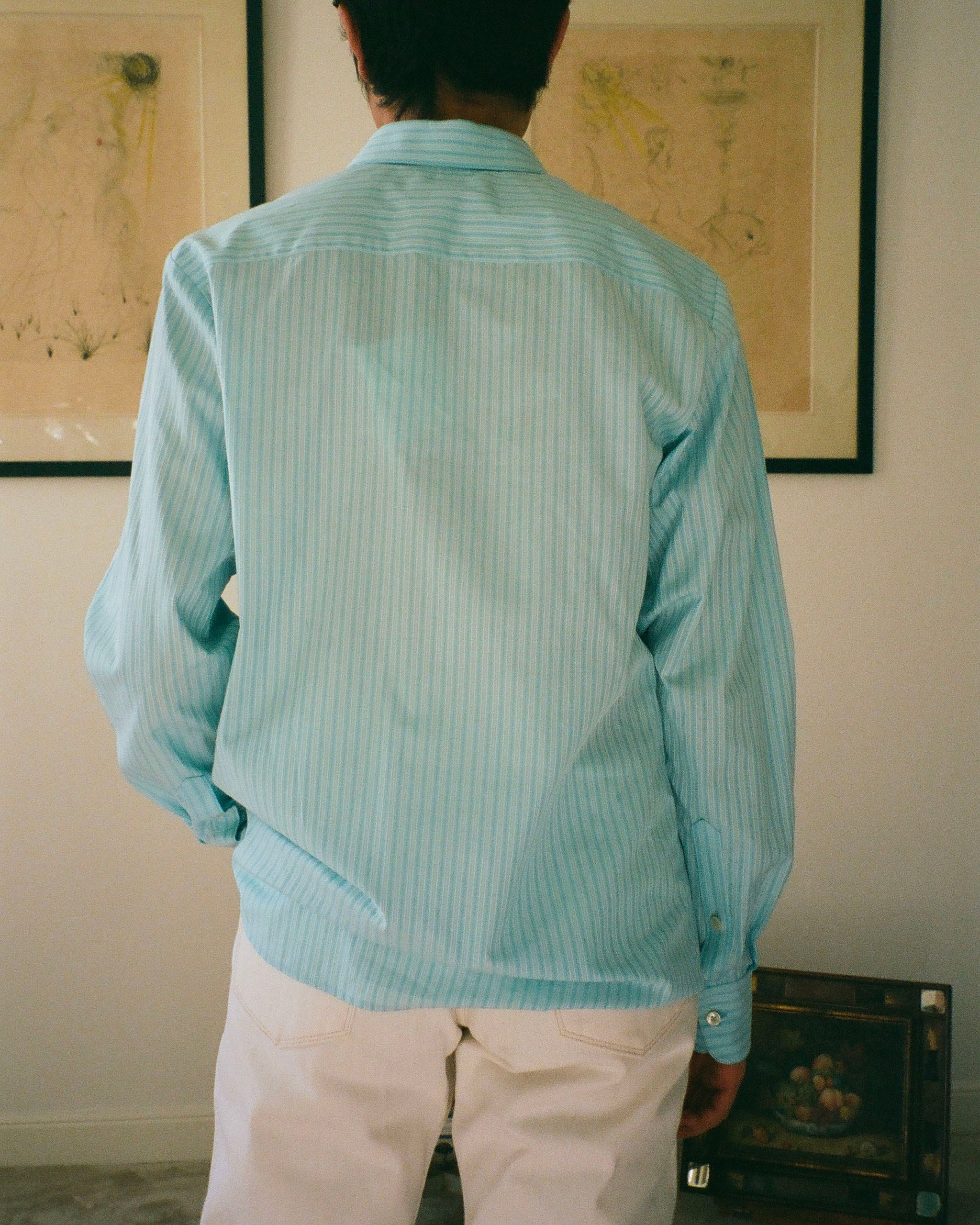 CHEMISE ELTON RAYURES AQUA