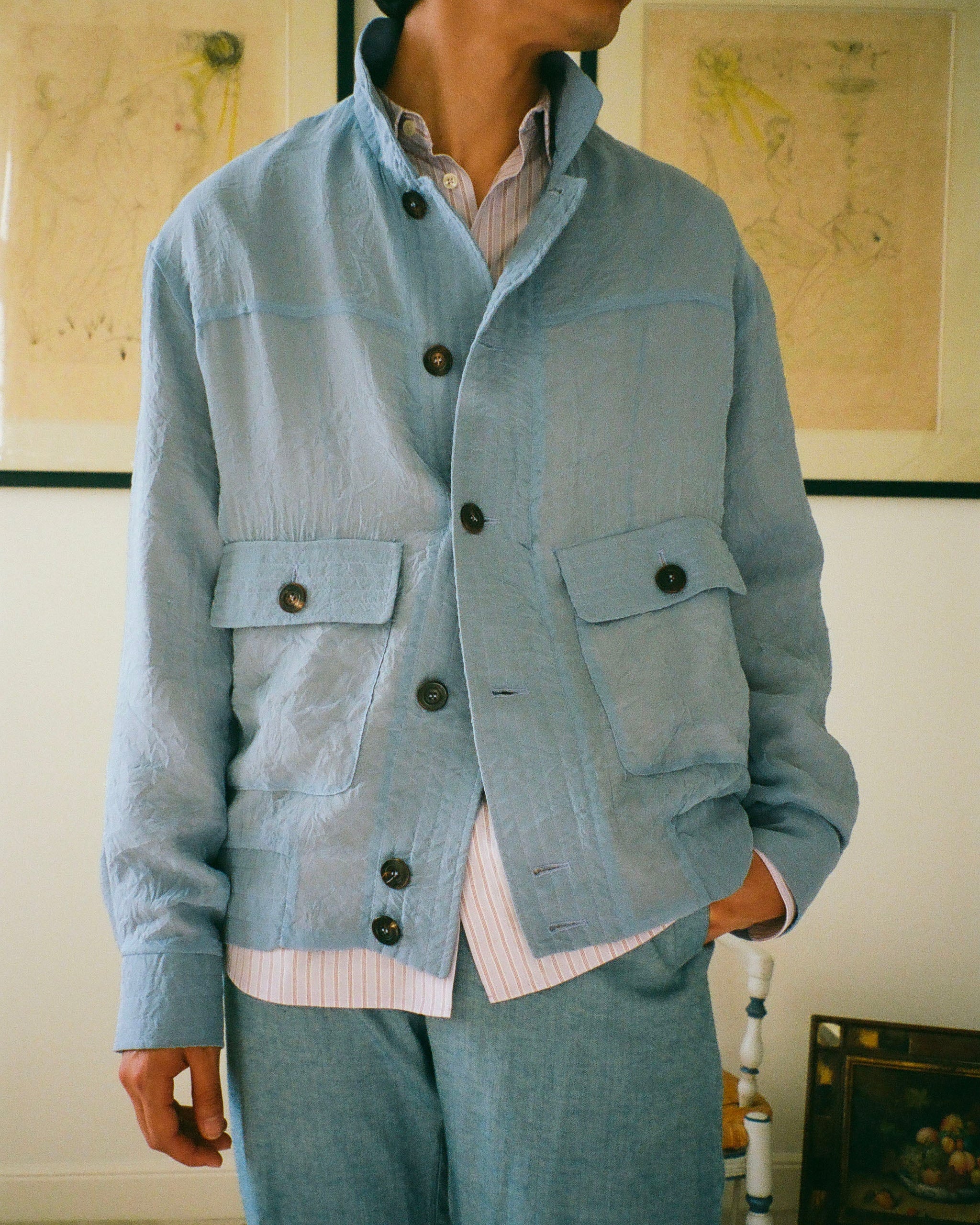 VESTE 8B99 FROISSÉE AZUR
