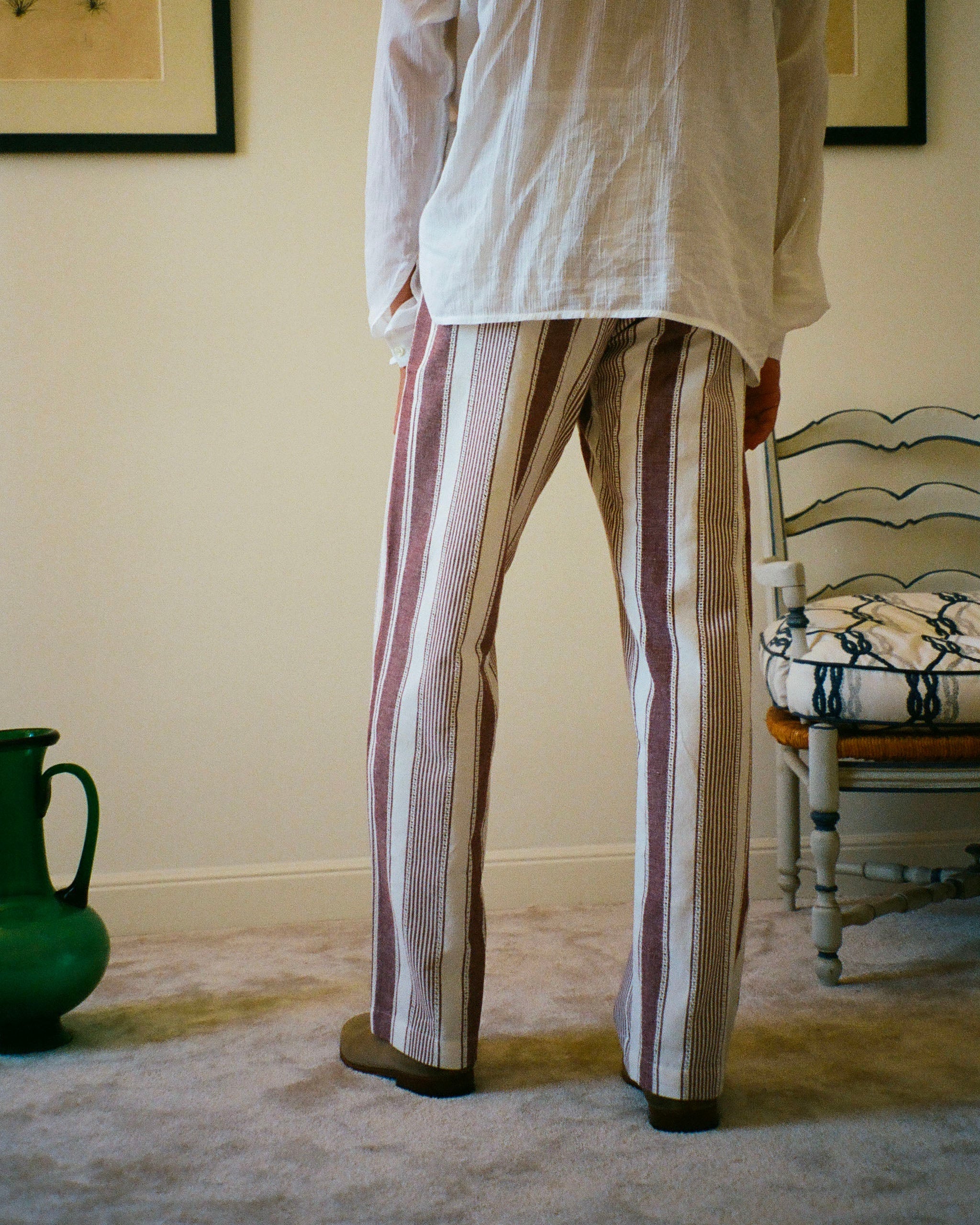 PANTALON CAPON RAYURES BORDEAUX