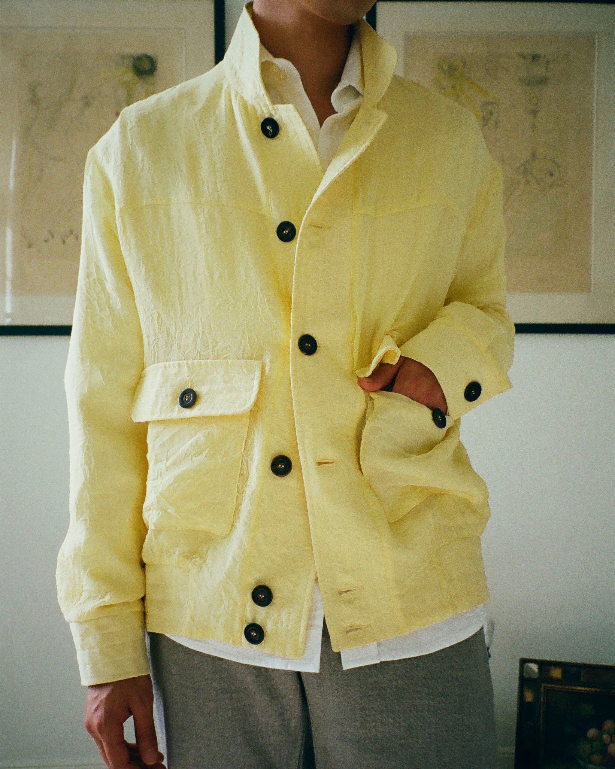 VESTE 8B99 FROISSÉE JAUNE