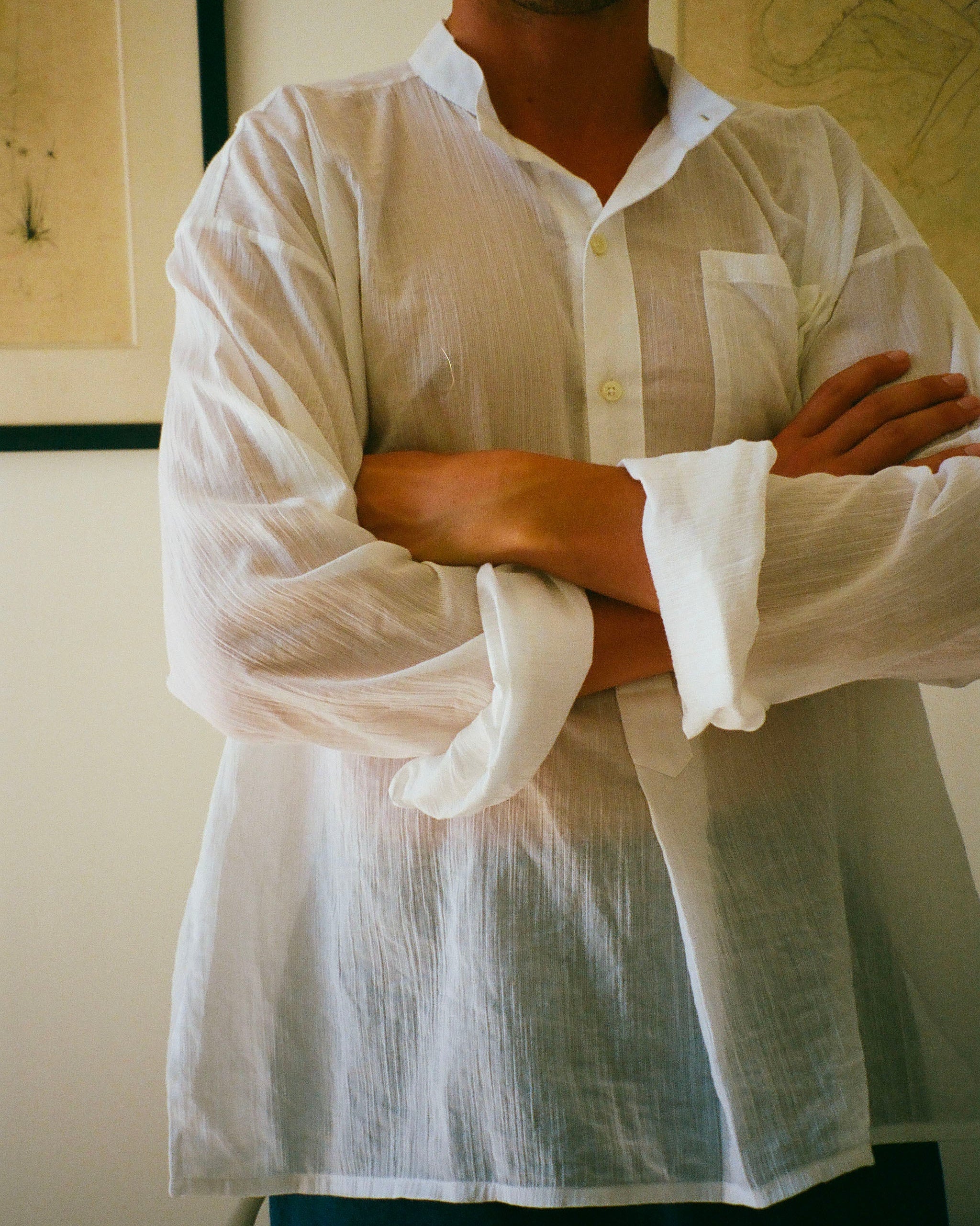 CHEMISE LICES VOILE BLANC