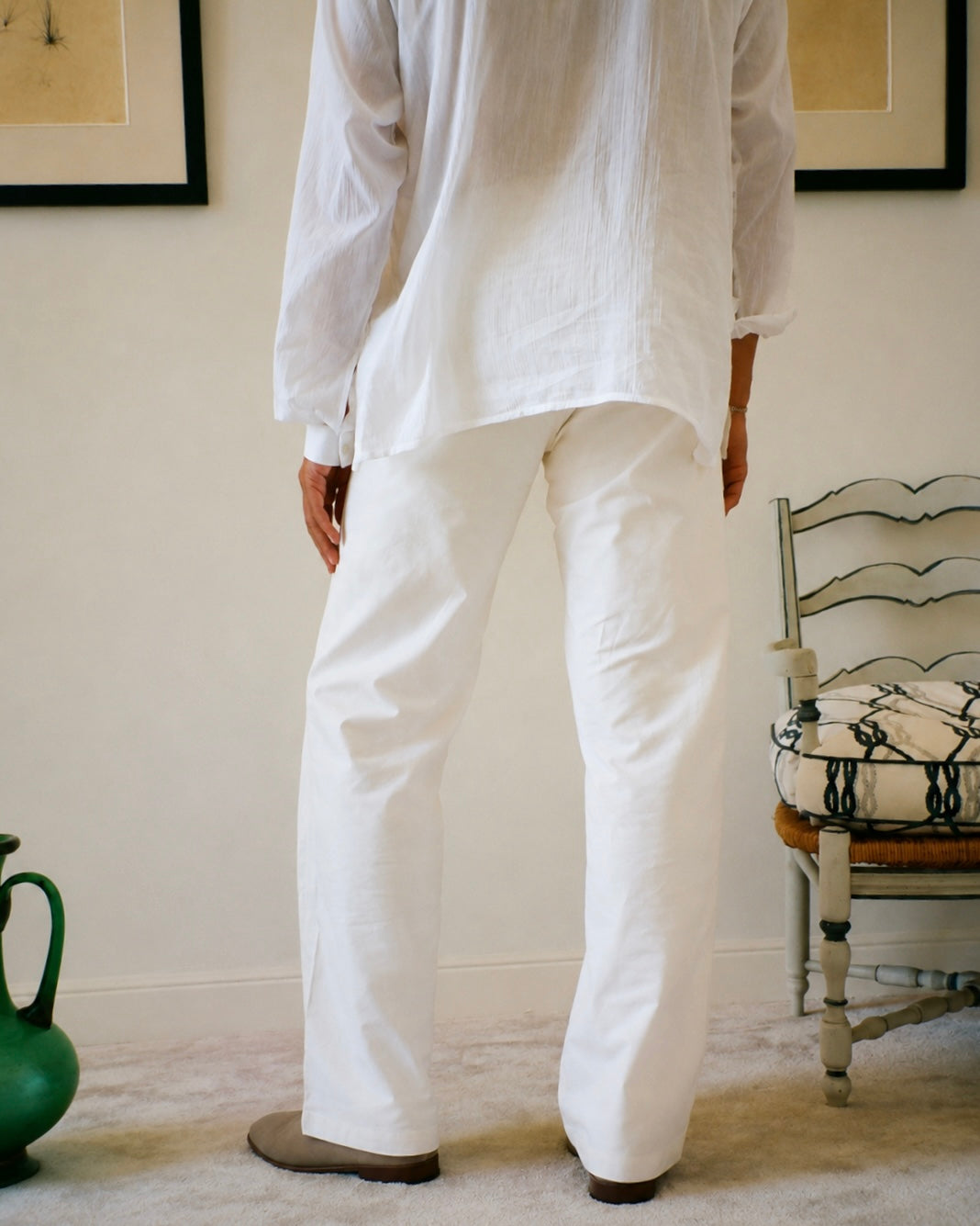 PANTALON CAPON OXFORD BLANC