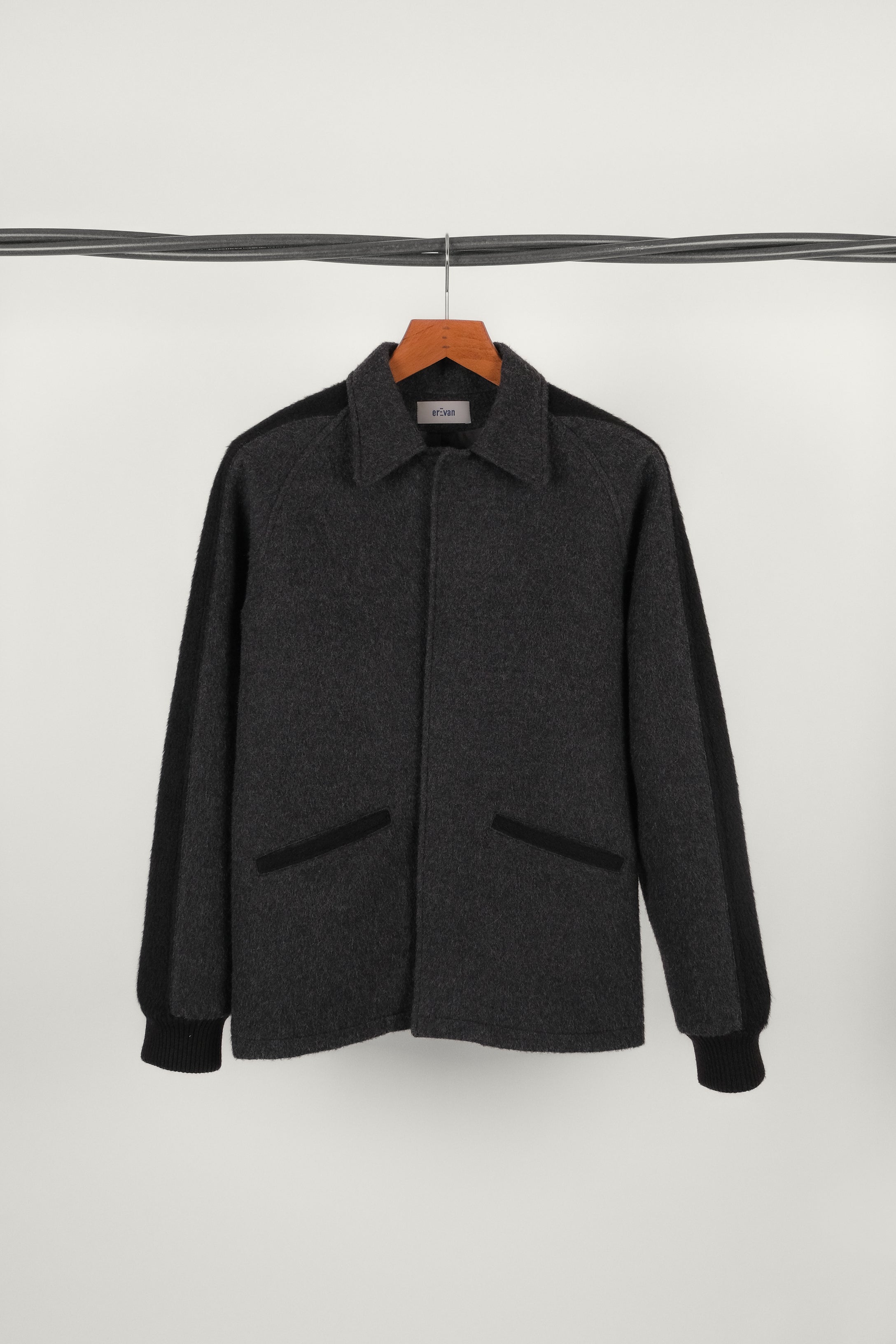 VESTE TEDDY NOIR GRIS ALPACA