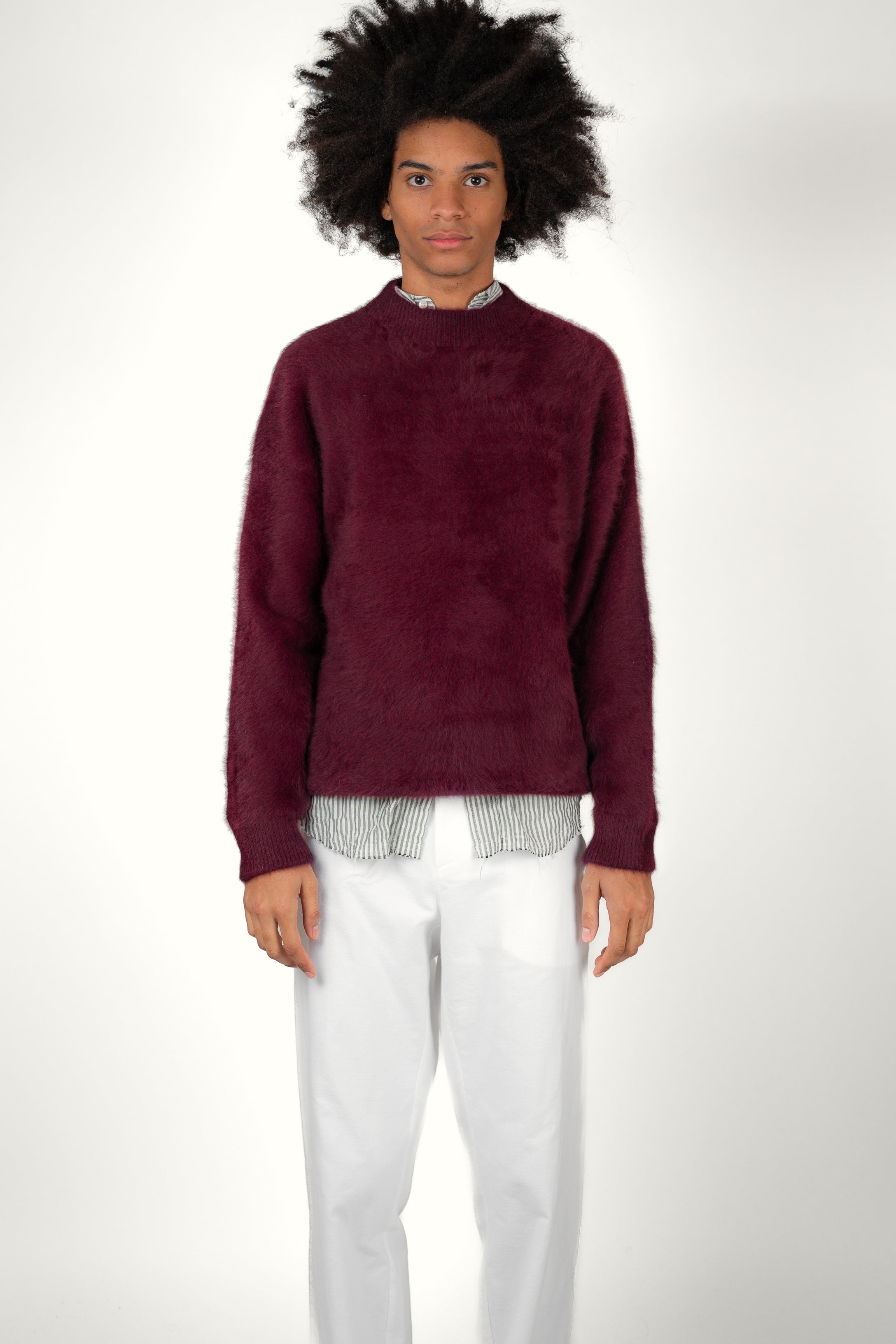 CREWNECK FOX • CASHMERE BORDEAUX | Crewneck pour homme Erevan