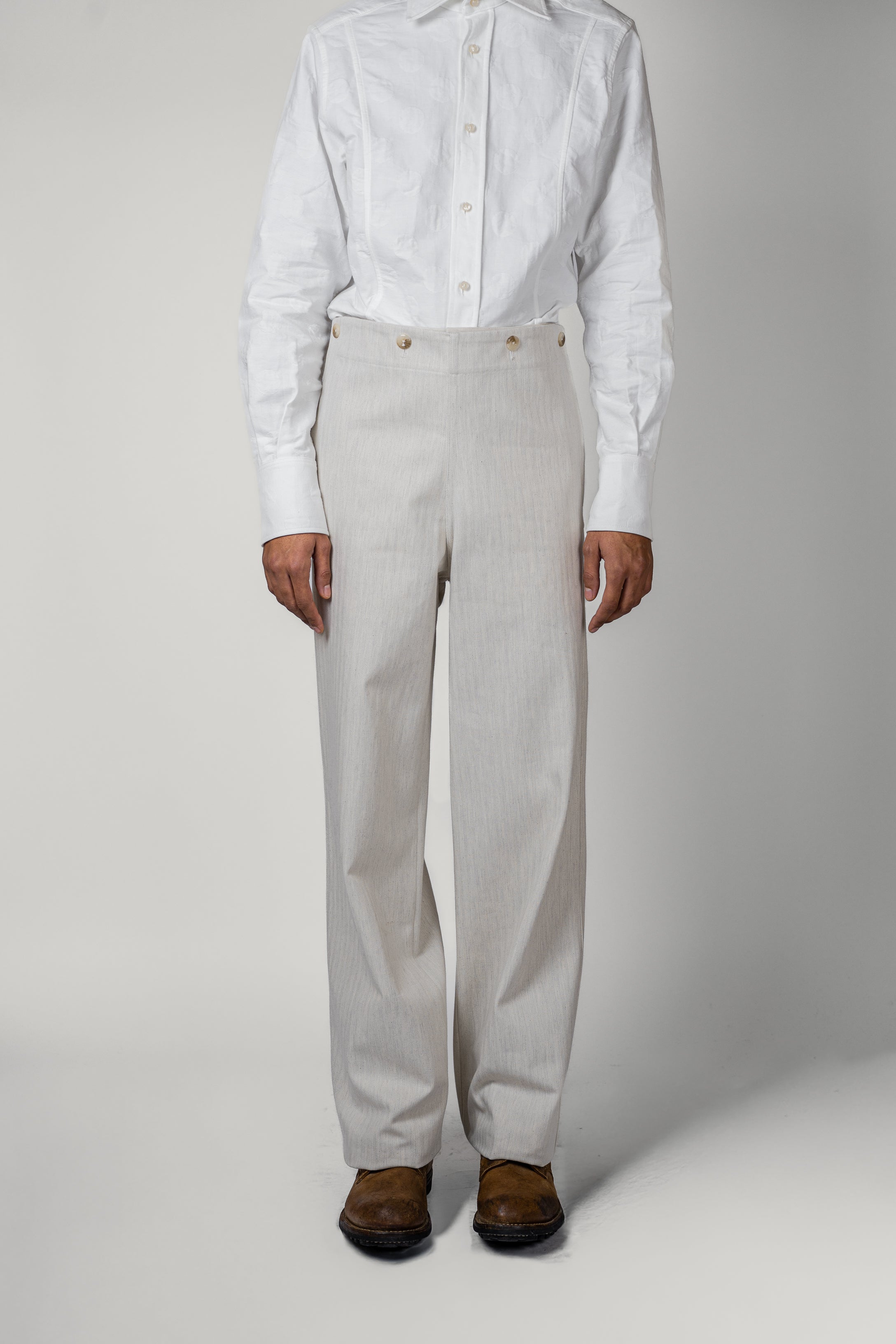 PANTALON A PONT • HERRINGBONE CREME | Pantalon pour homme Erevan