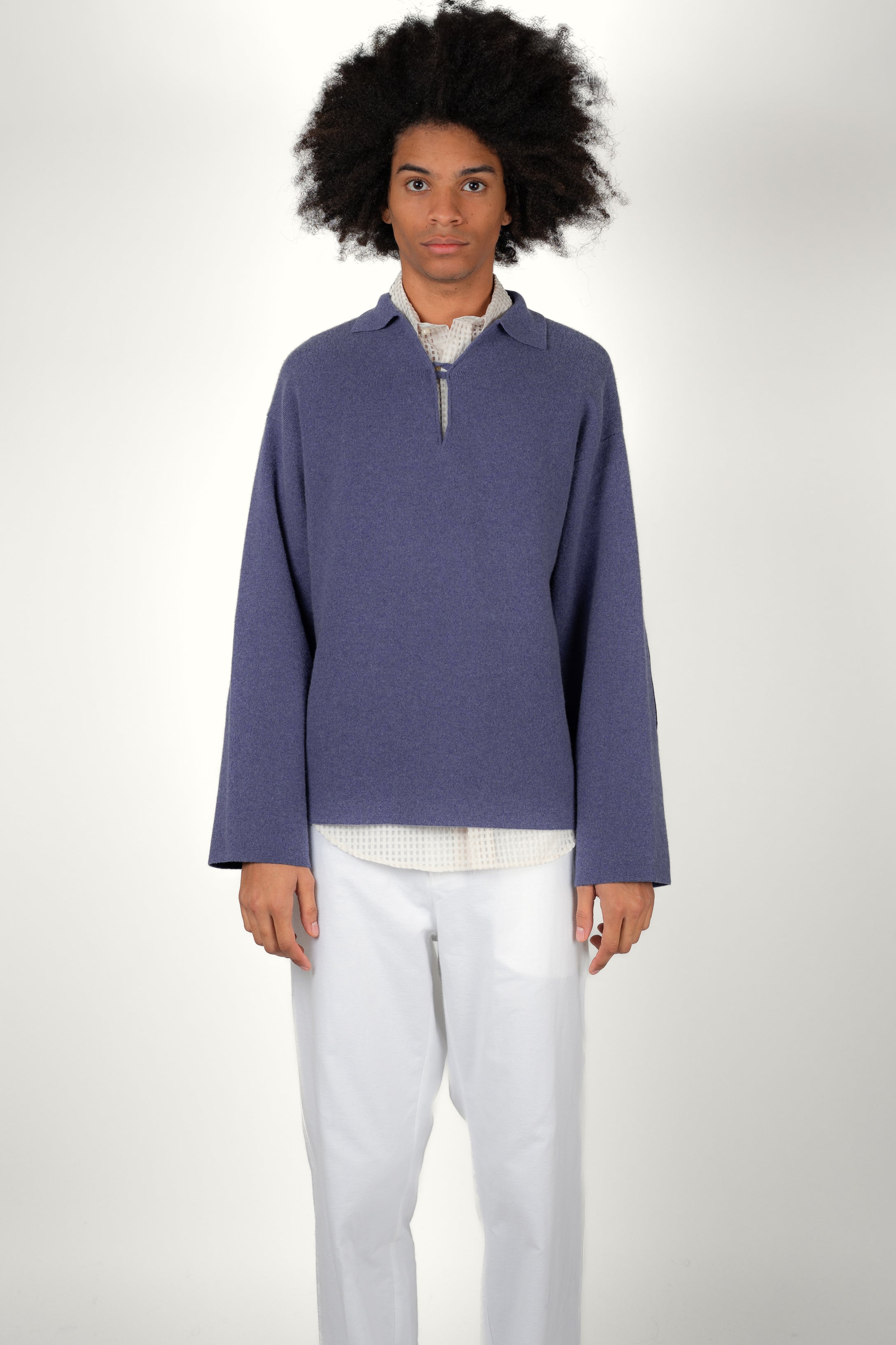 VAREUSE LA PONCHE • MERINO WOOL AZUR | Vareuse pour homme Erevan