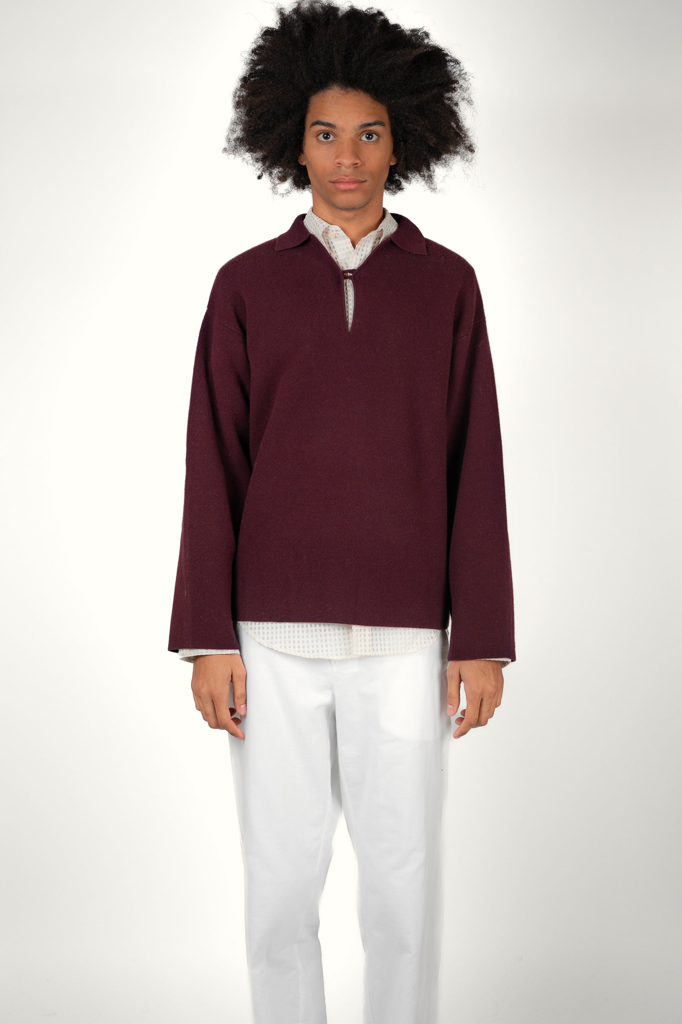 VAREUSE LA PONCHE • MERINO WOOL BORDEAUX | Vareuse pour homme Erevan