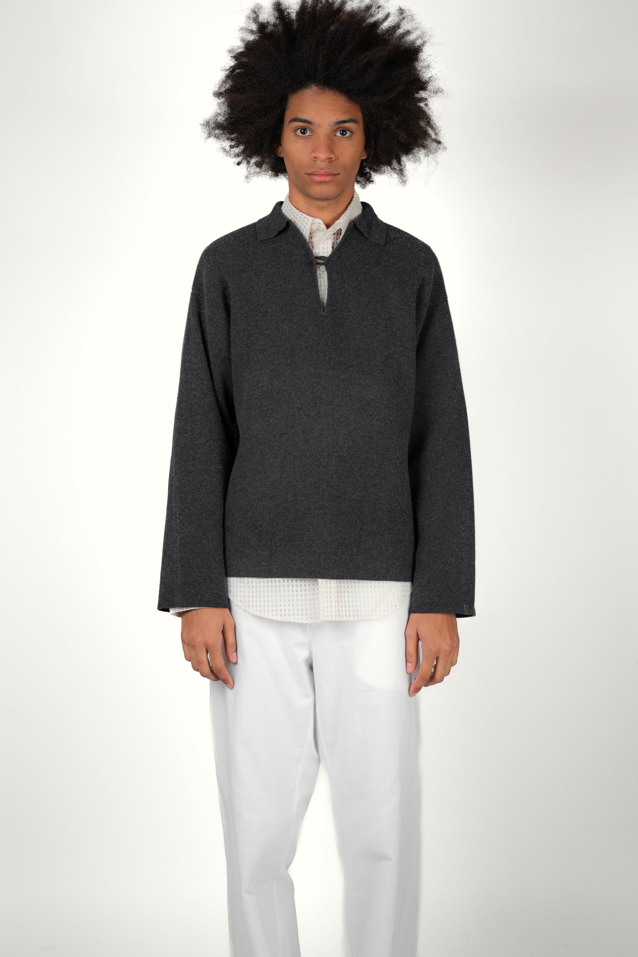 VAREUSE LA PONCHE • MERINO WOOL GREY | Vareuse pour homme Erevan