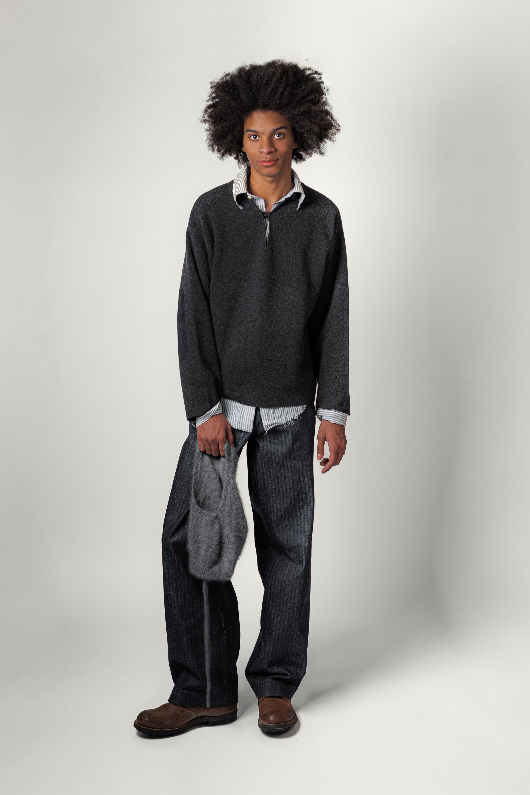 VAREUSE LA PONCHE • MERINO WOOL GRIS | Vareuse pour homme Erevan