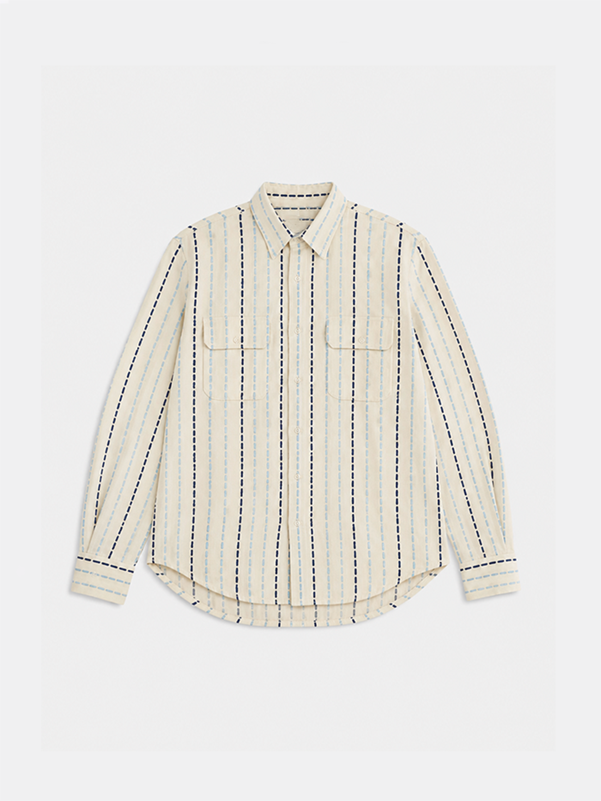 SURCHEMISE CAMARGUE - DOBBY CRÈME ET BLEU