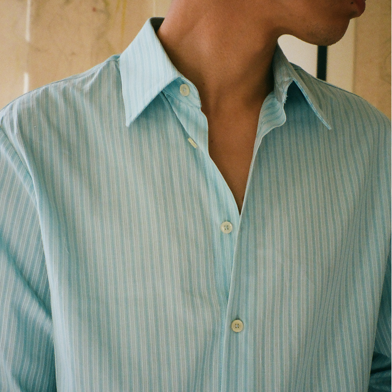 CHEMISE ELTON RAYURES AQUA