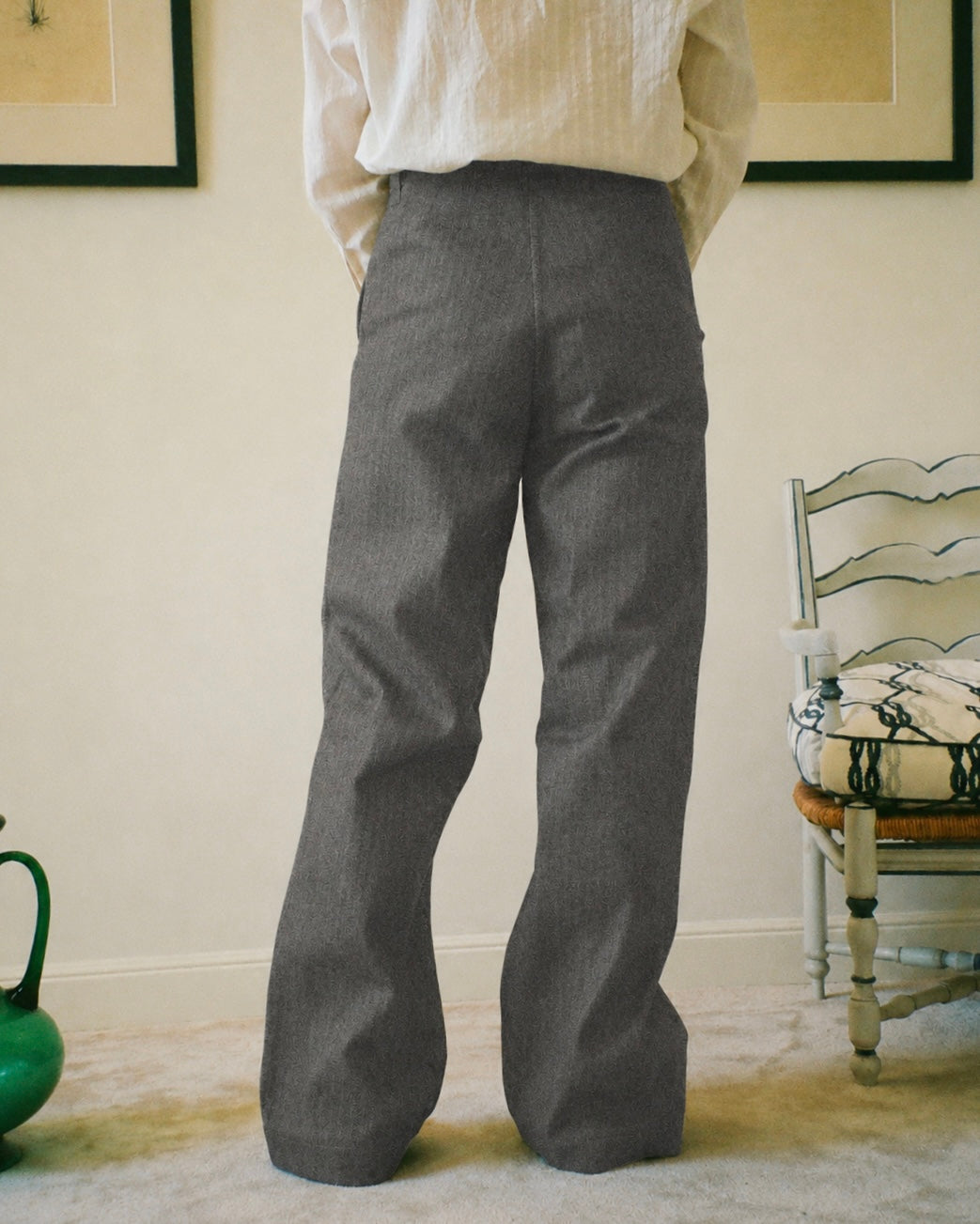 GREY HERRINGBONE SAILOR PANTS