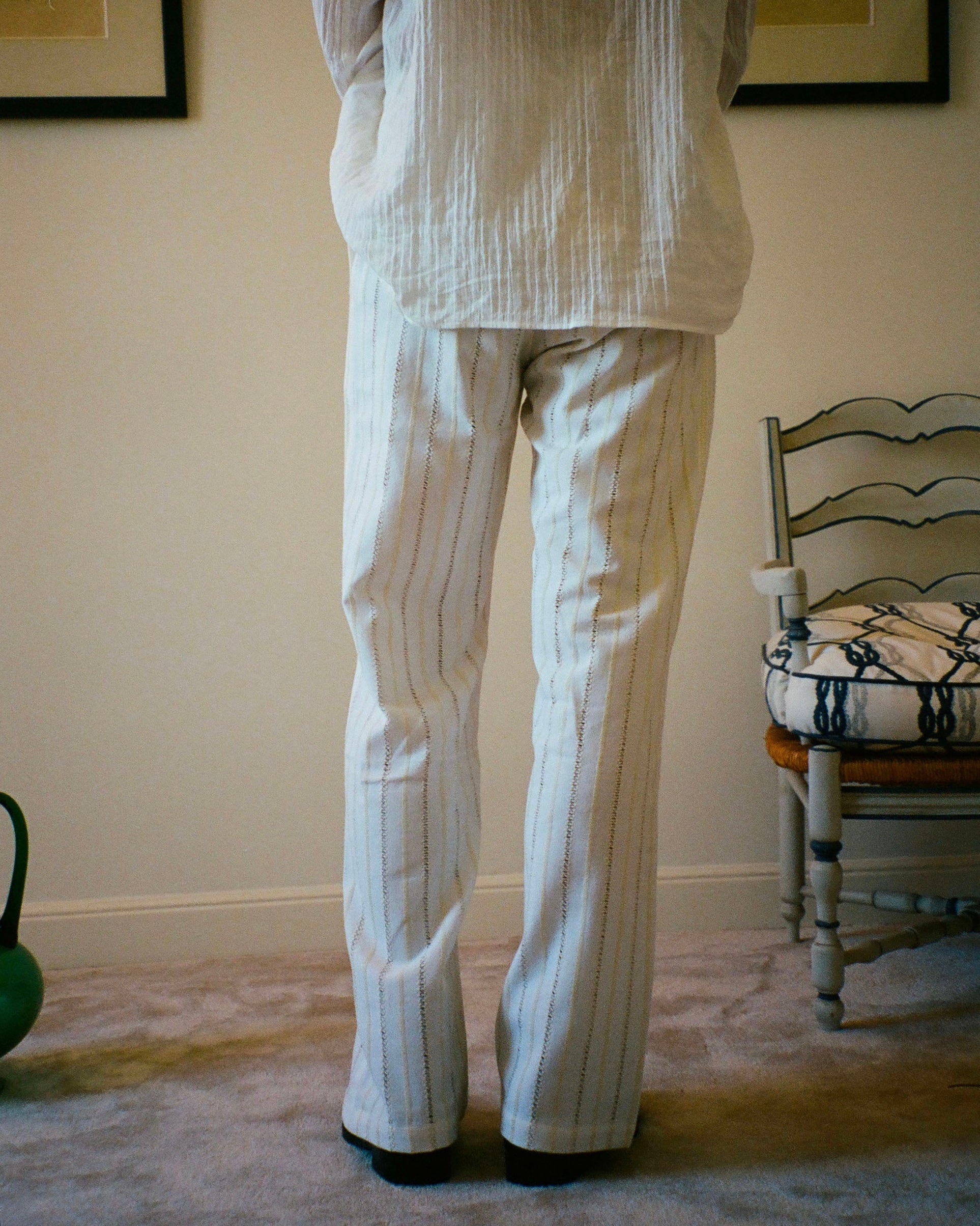 PANTS CAPON RAYURES CRÈME