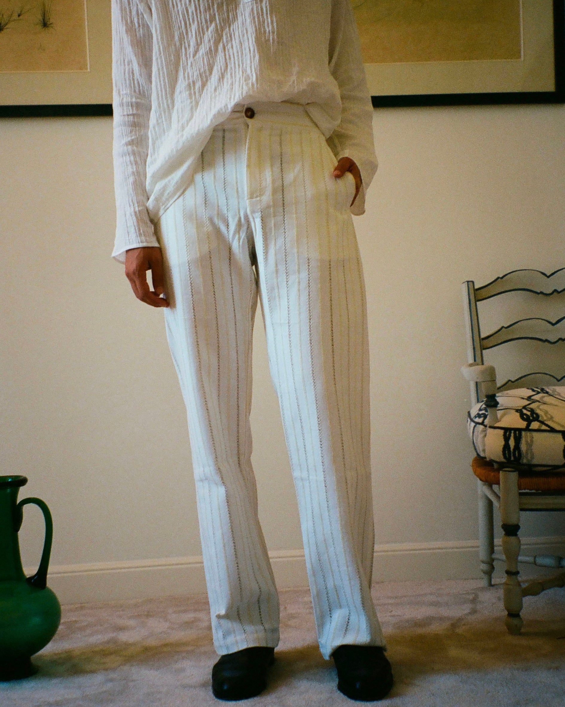 PANTS CAPON RAYURES CRÈME