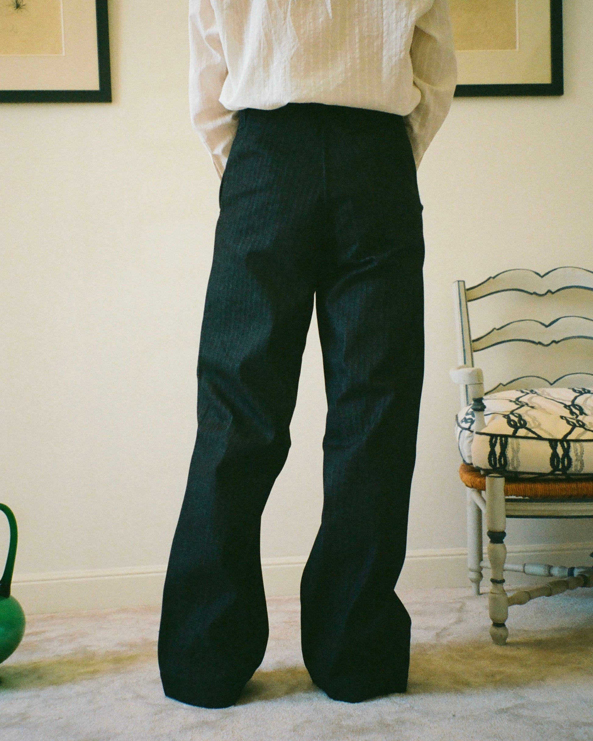 INDIGO HERRINGBONE SAILOR PANTS