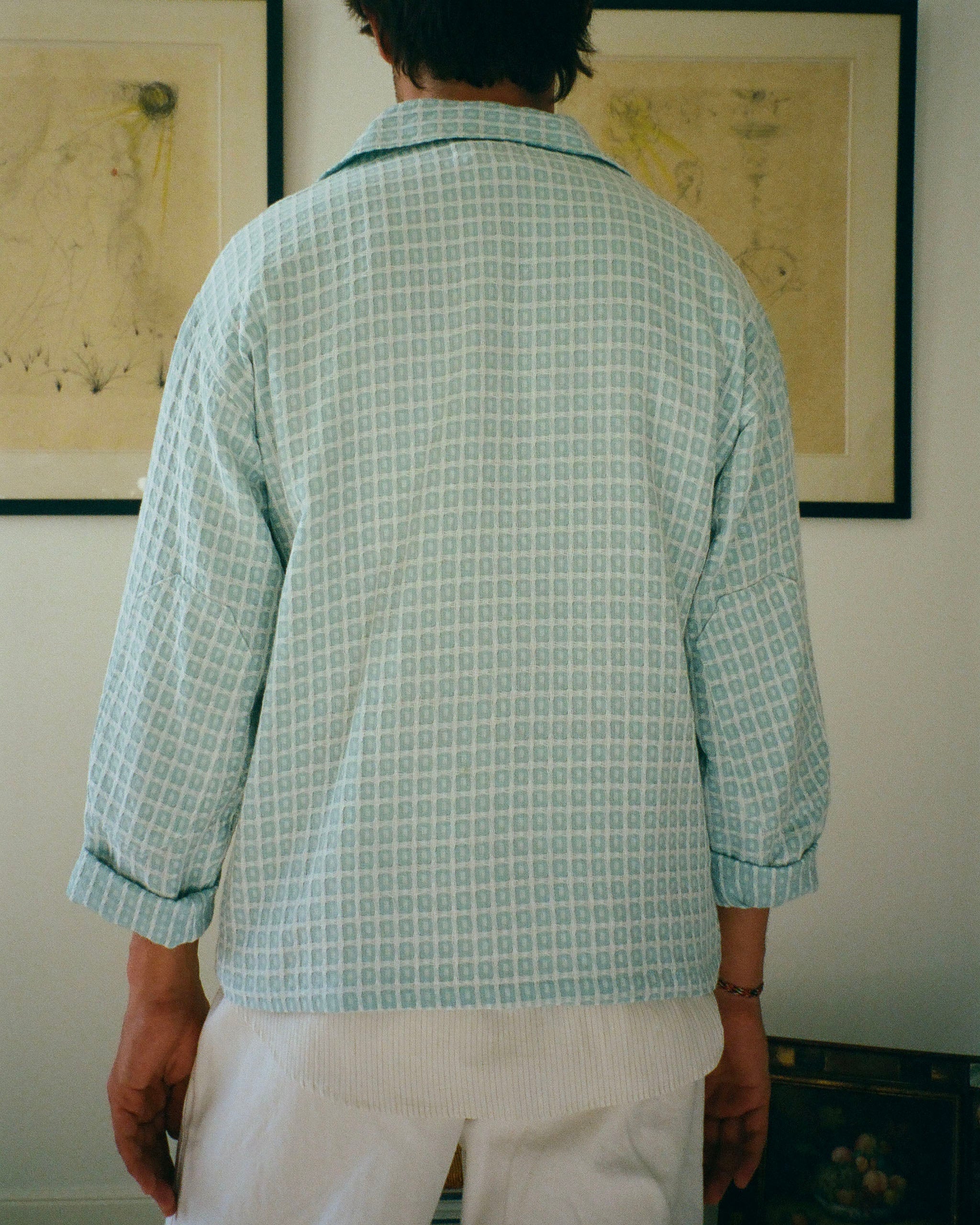 LA PONCHE JACKET - WHITE CHECK JACQUARD