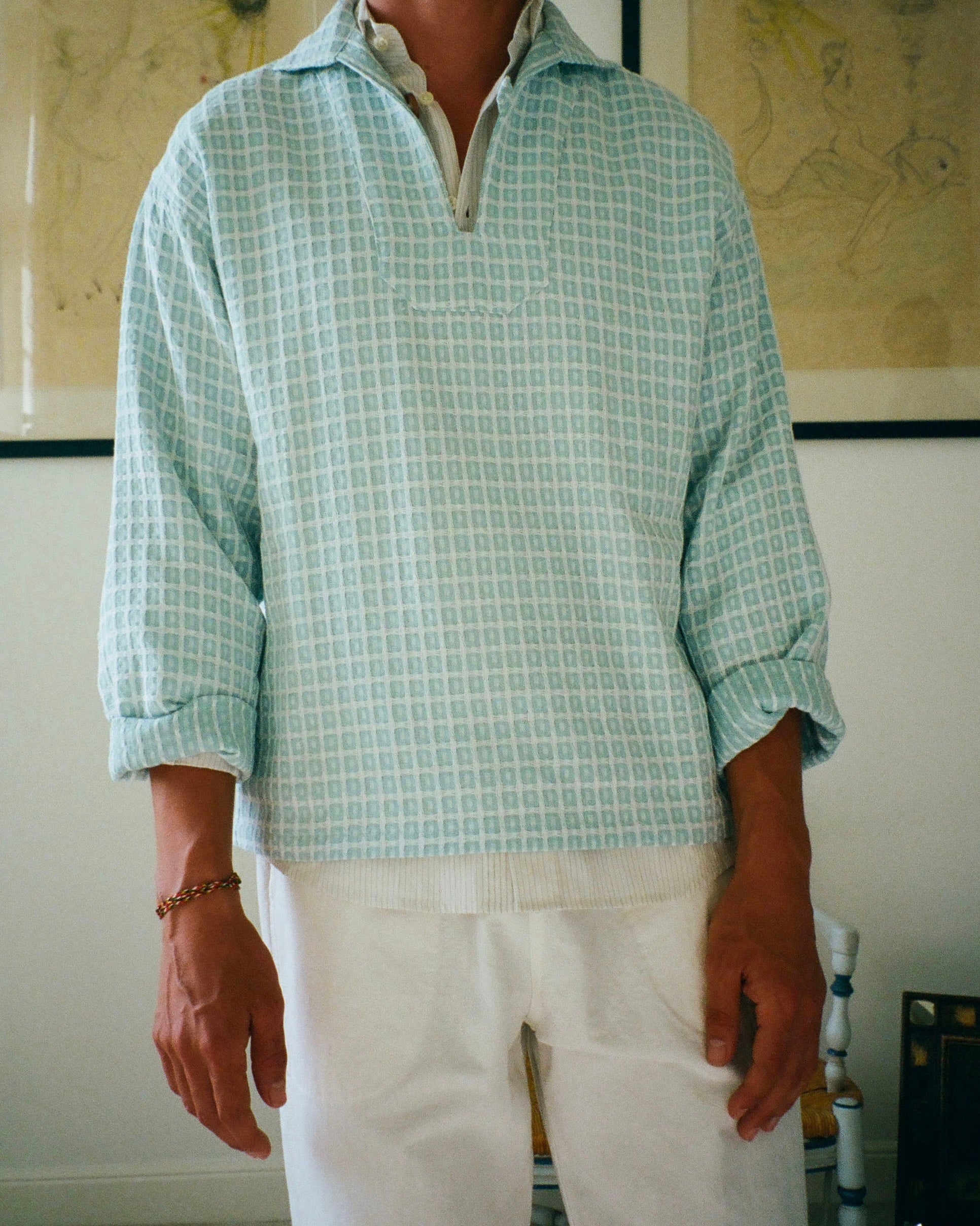 LA PONCHE JACKET - WHITE CHECK JACQUARD
