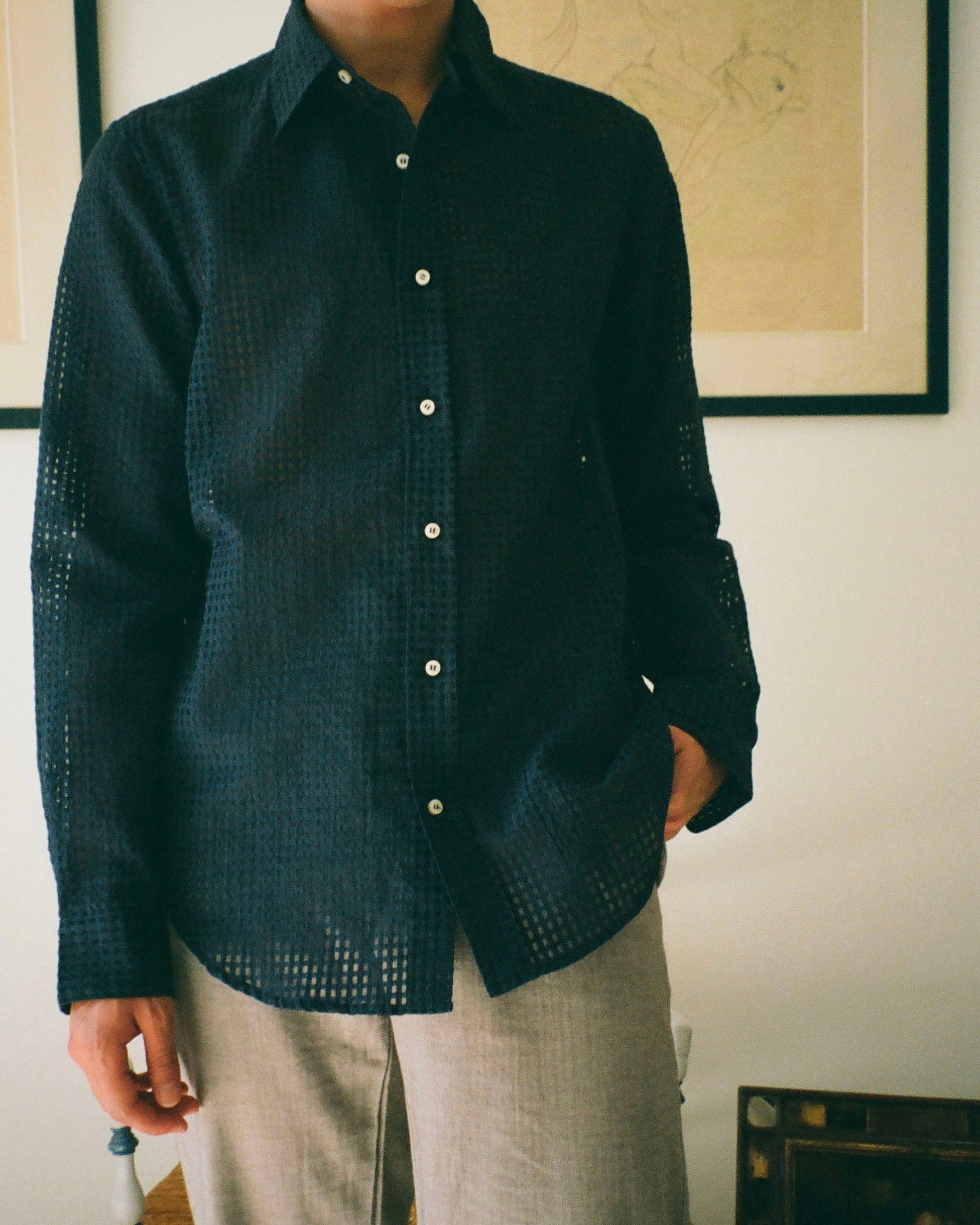 CHEMISE EREVAN ORGANZA MARINE