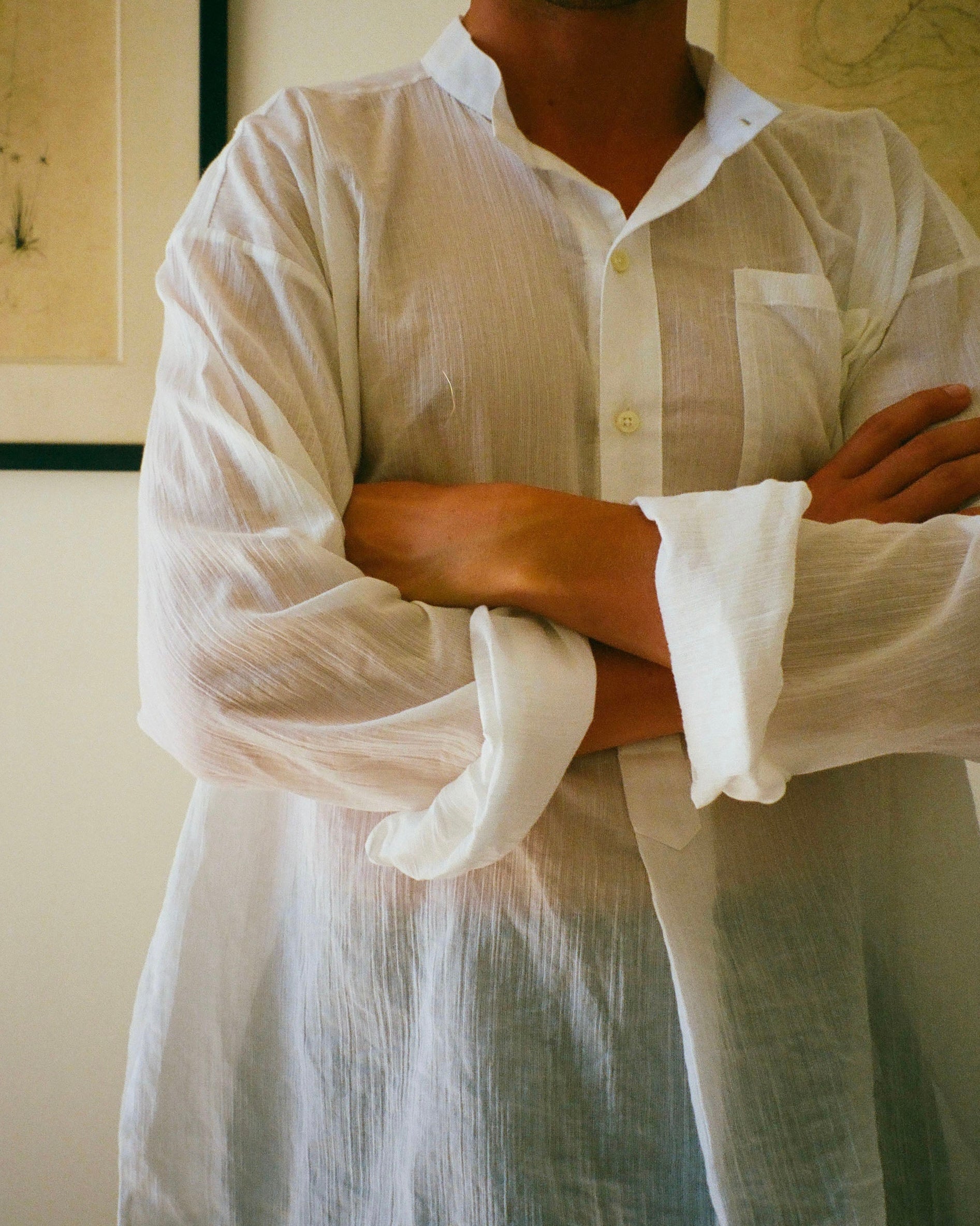 CHEMISE LICES VOILE BLANC