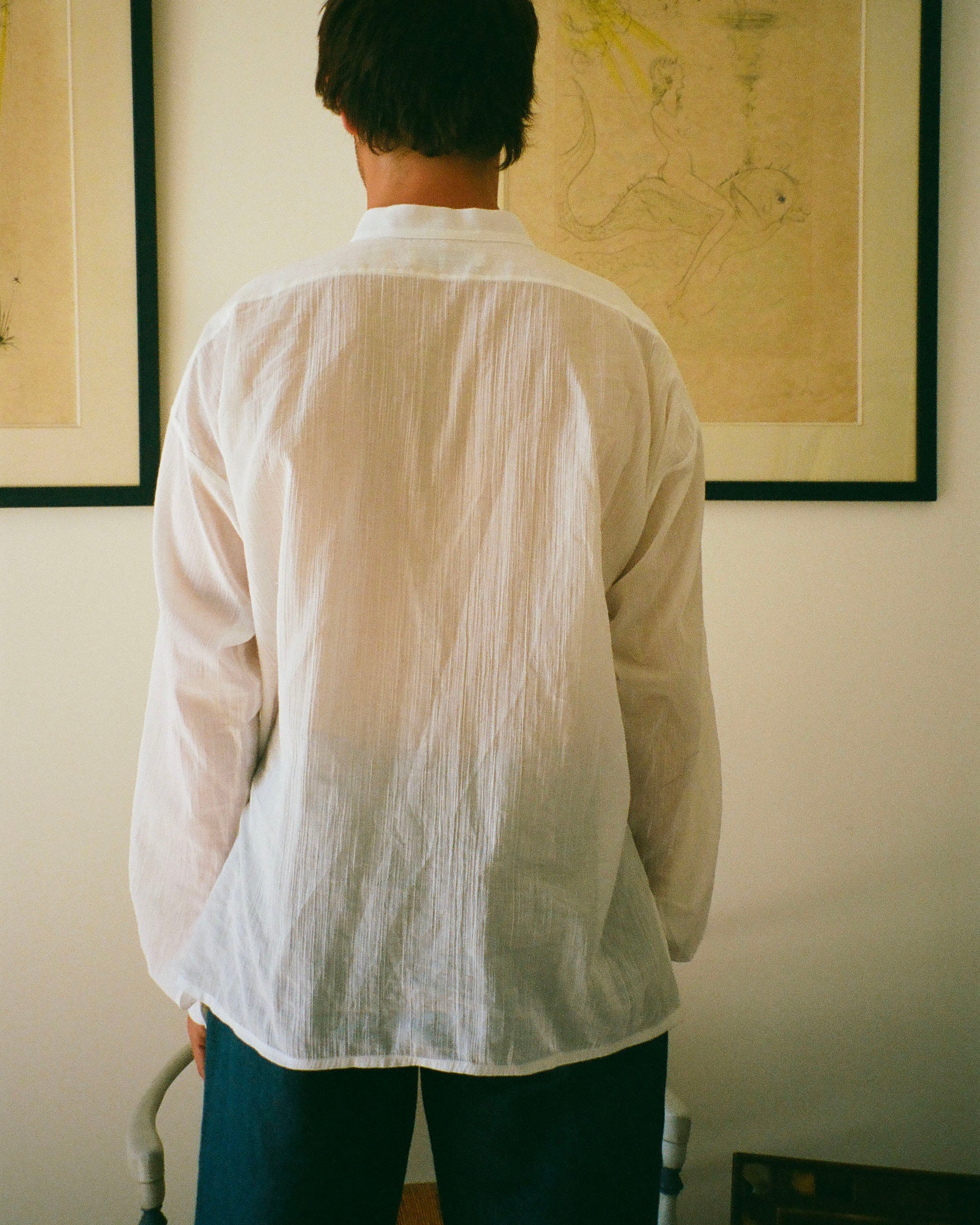 CHEMISE LICES VOILE BLANC