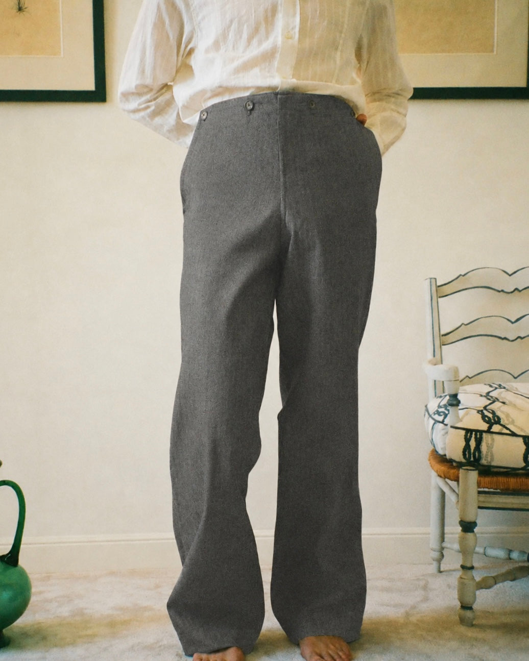 PANTALON A PONT HERRINGBONE SOURIS