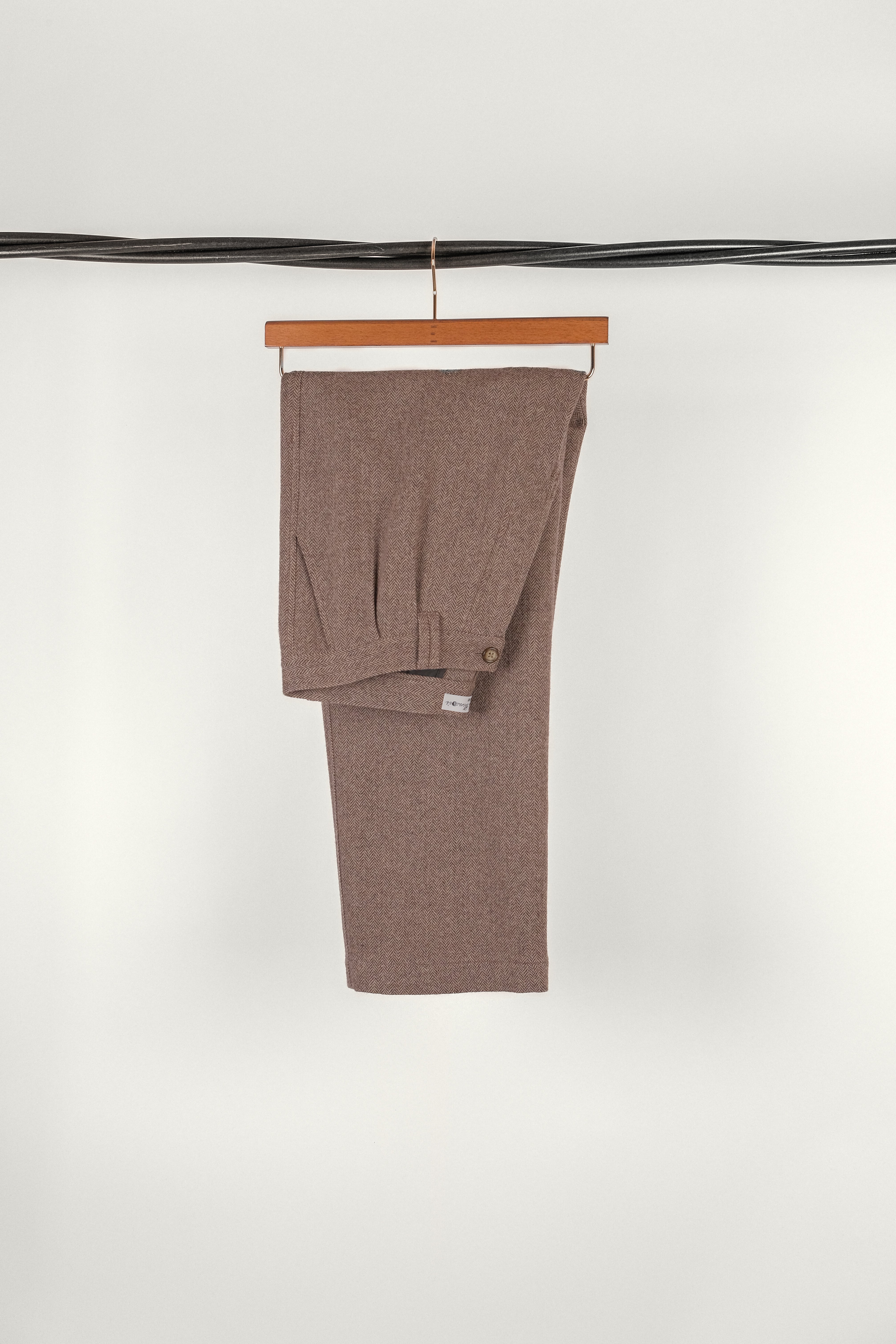PANTALON WALTER • HERRINGBONE WOOL TAUPE | Pantalon pour homme Erevan