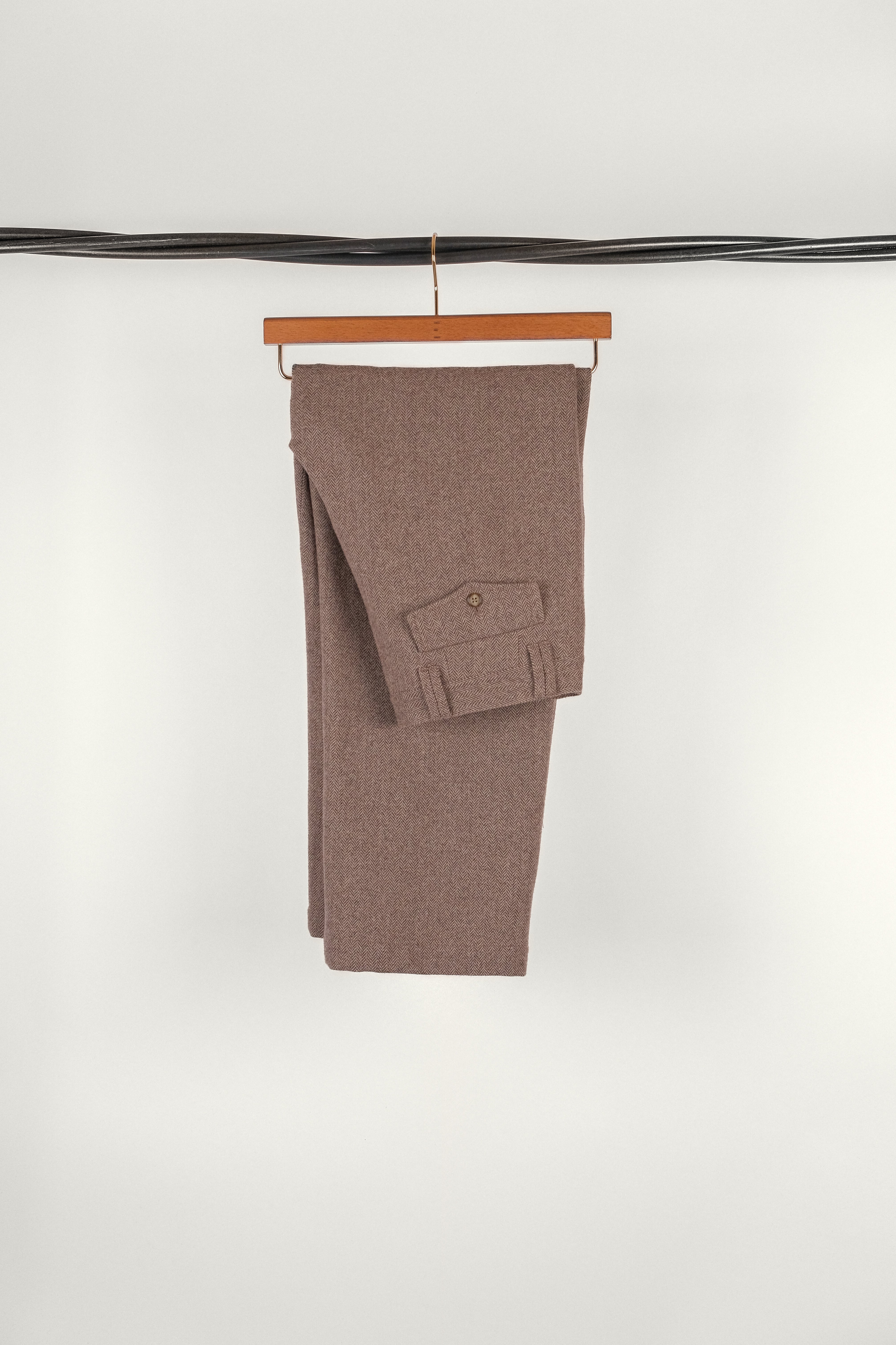 PANTALON WALTER • HERRINGBONE WOOL TAUPE | Pantalon pour homme Erevan