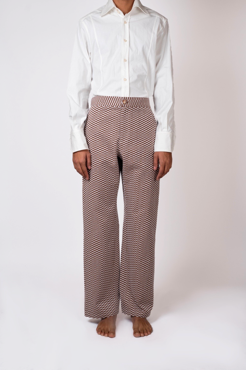 PANTALON CAPON • DOBBY MARRON & BLANC | Pantalon pour homme Erevan