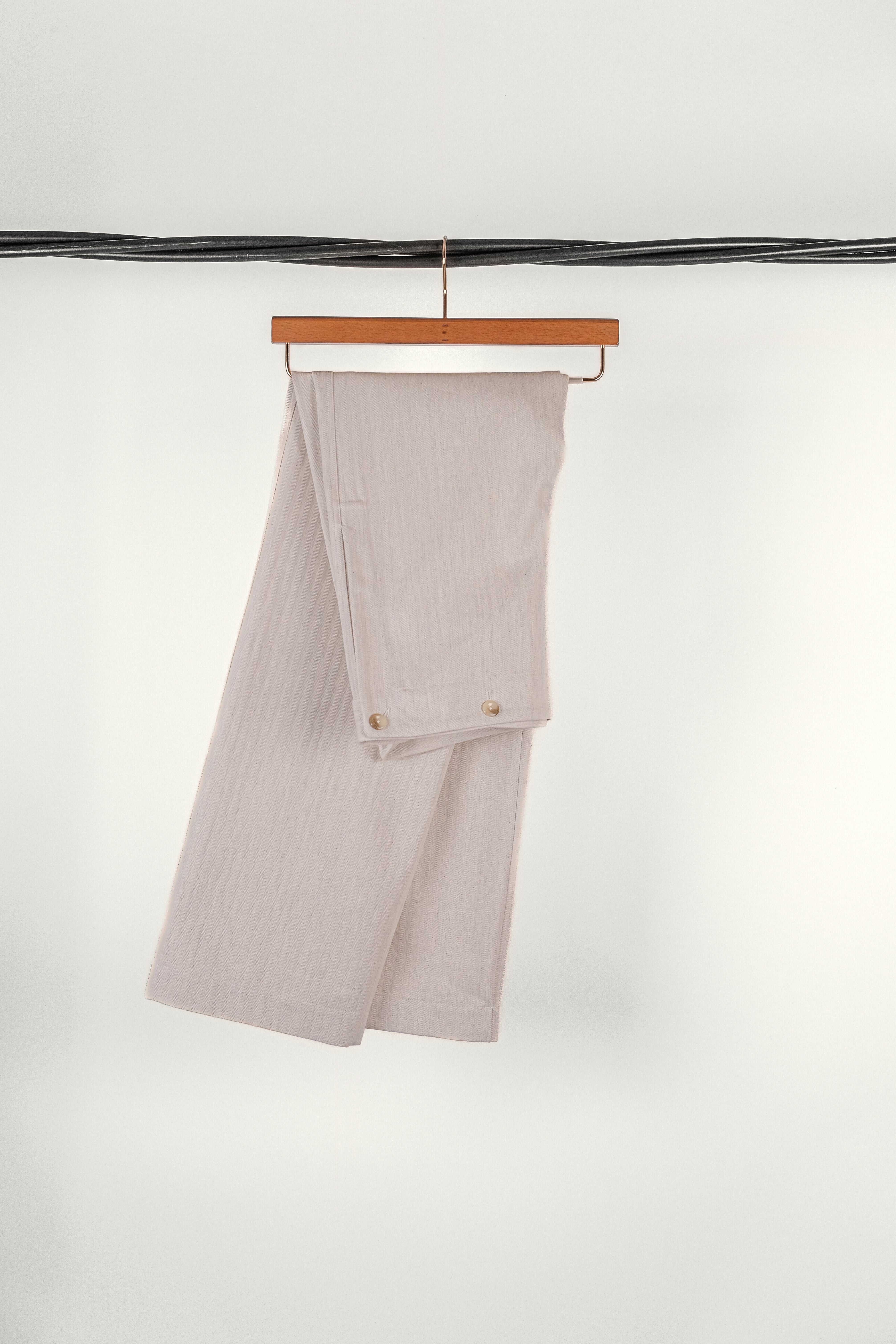 PANTALON A PONT • HERRINGBONE CREME | Pantalon pour homme Erevan