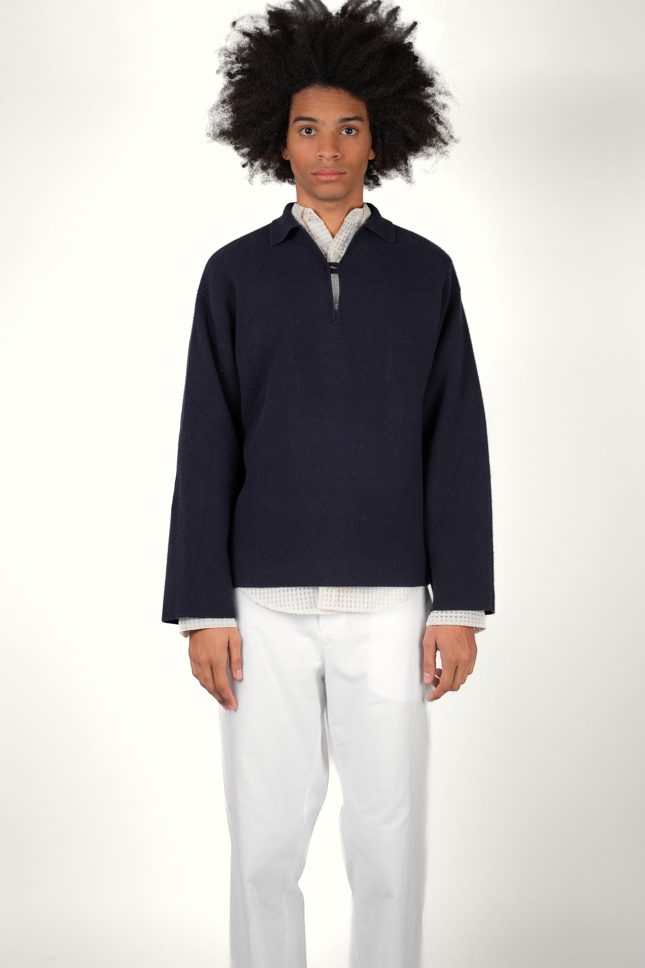 VAREUSE LA PONCHE • MERINO WOOL NAVY | Vareuse pour homme Erevan