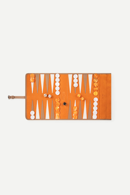 BACKGAMMON VICTOR - ORANGE ET IVOIRE - Hector Saxe pour erEvan