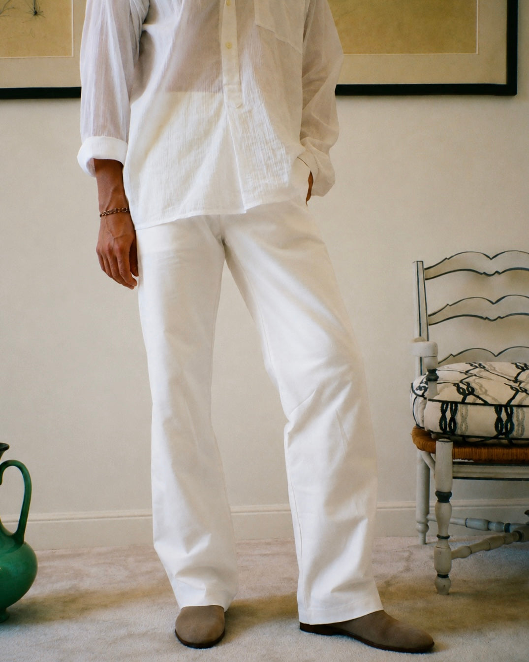 PANTALON CAPON OXFORD BLANC