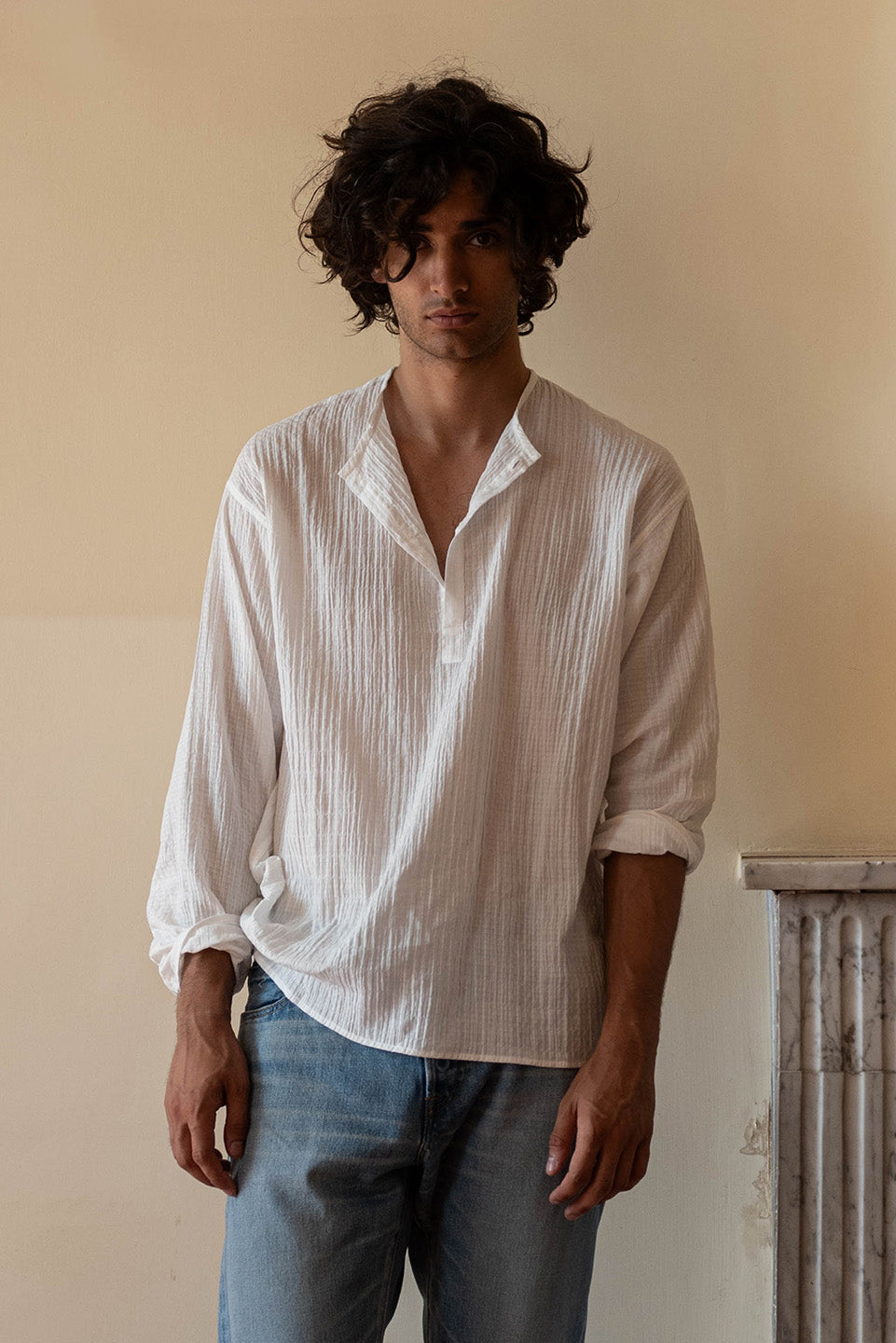 CHEMISE CAPON COTON DAMIER BLANC