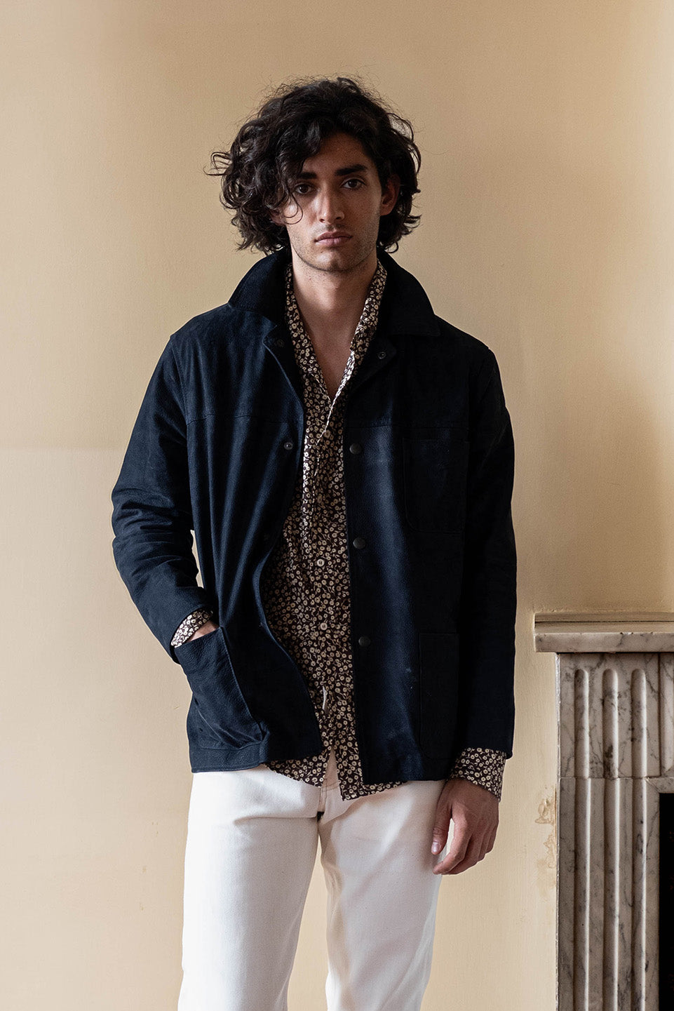 VESTE CAMARGUE - CUIR MARINE