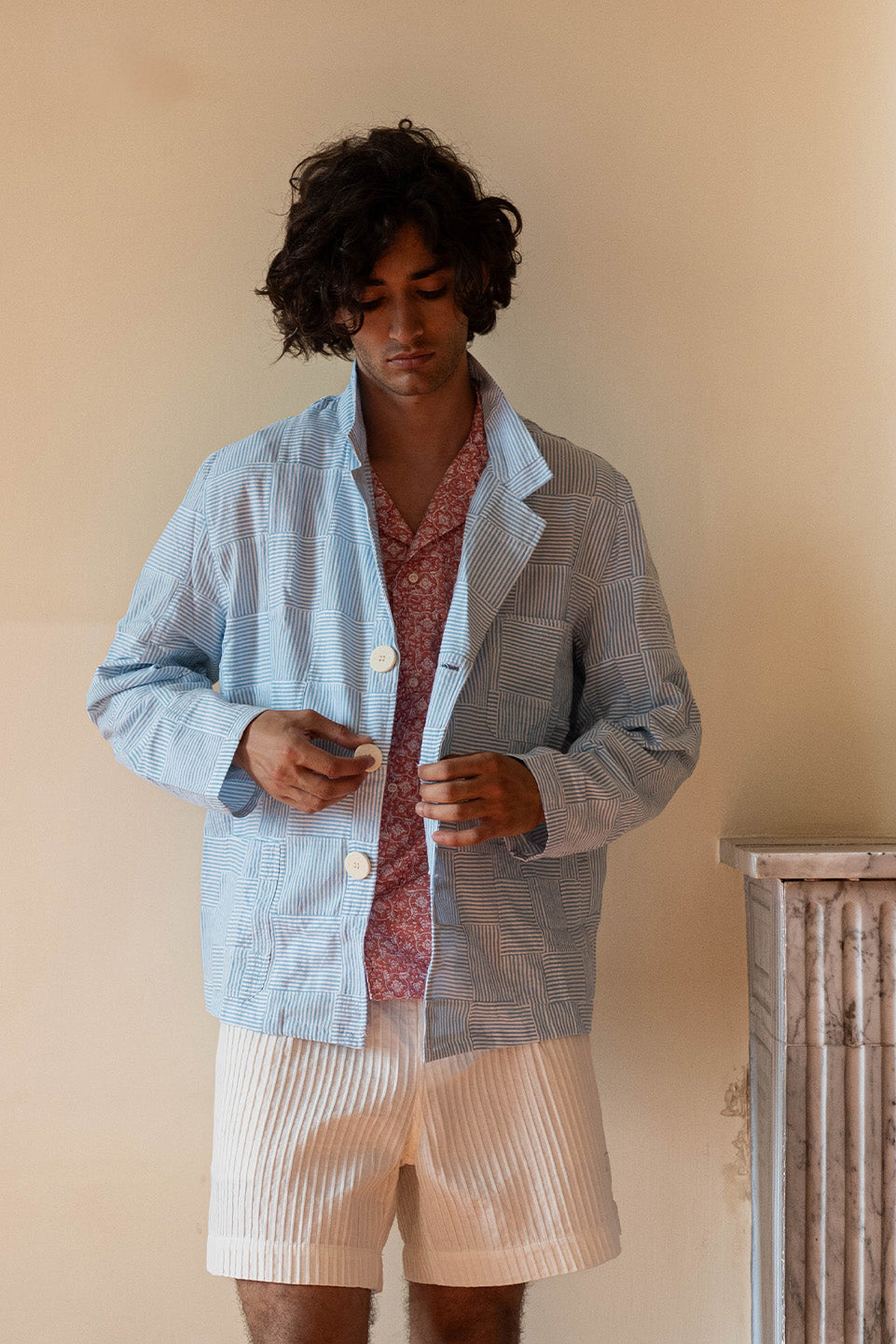 VESTE LA PONCHE - PATCHWORK BLEUE