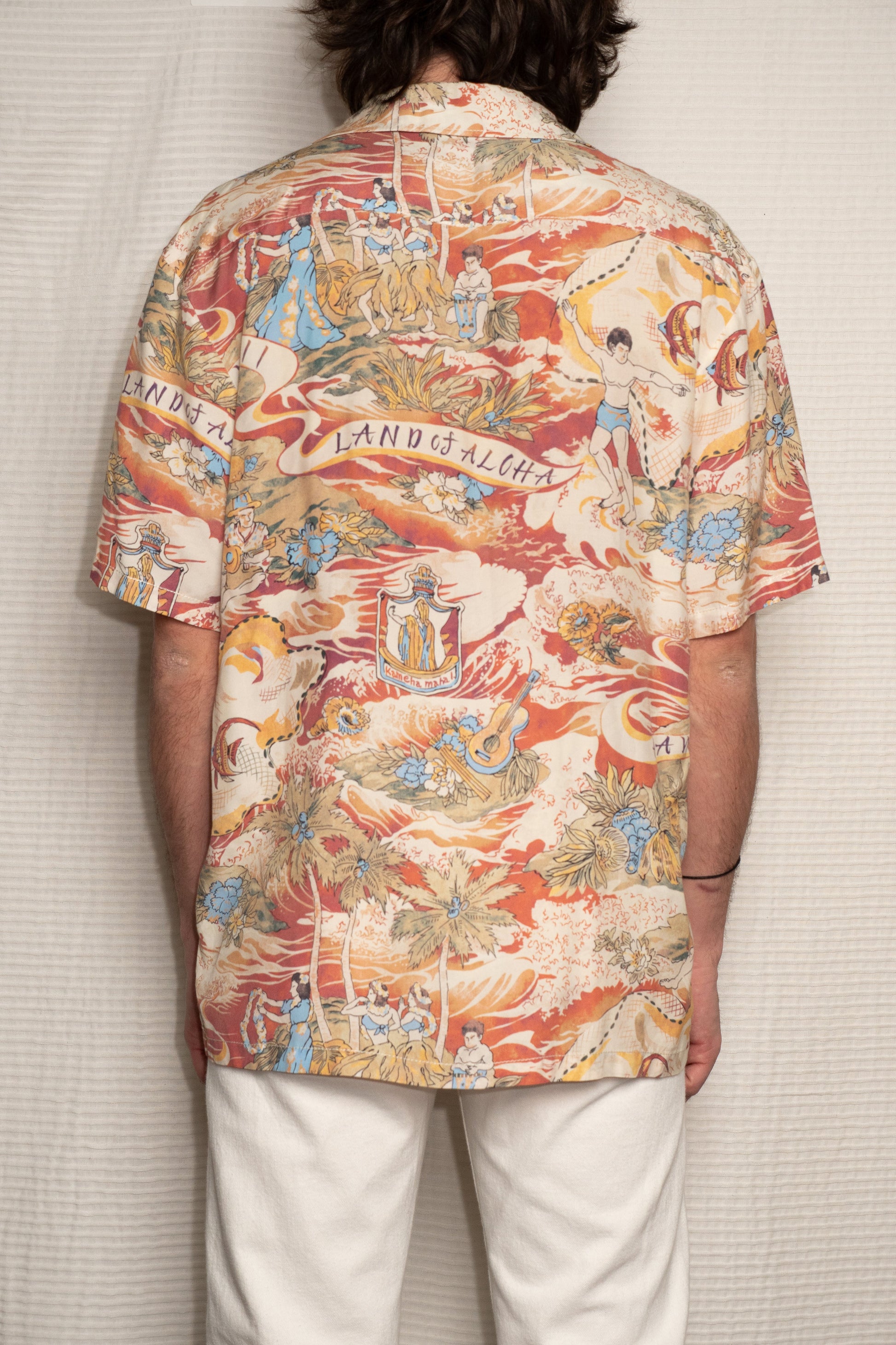 Chemise de luxe pour homme Erevan, hawaienne à manche courte à col camp, en toile de satin, fabriquée en france