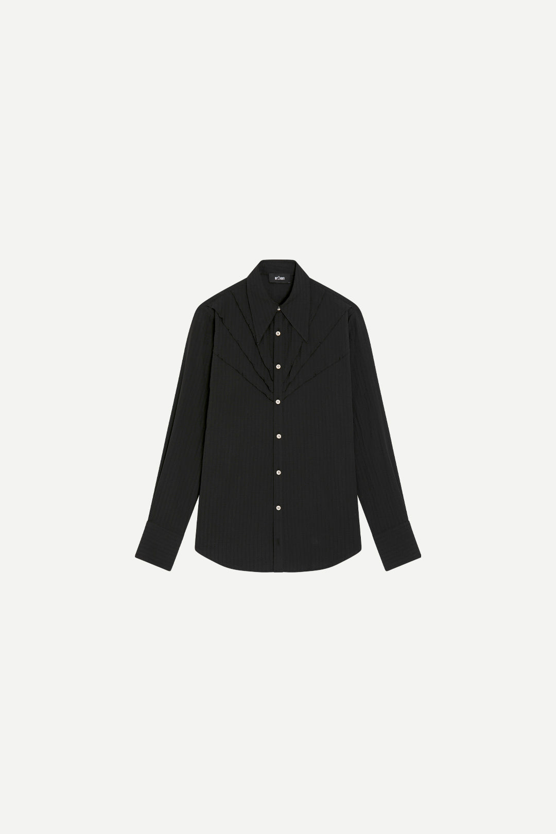 Chemise de luxe pour homme Erevan, à grand col, en toile de coton noire ,fabriquée en france
