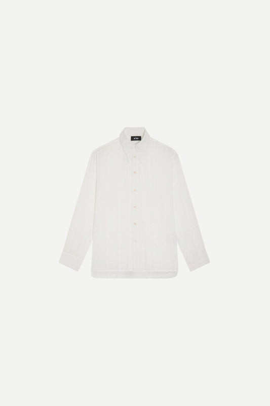 Chemise de luxe pour homme Erevan, à grand col en toile de coton à rayure blanche