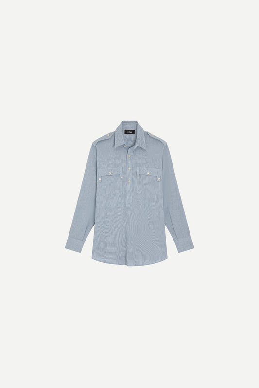CHEMISE CAMARGUE HOUNDSTOOTH BLEU