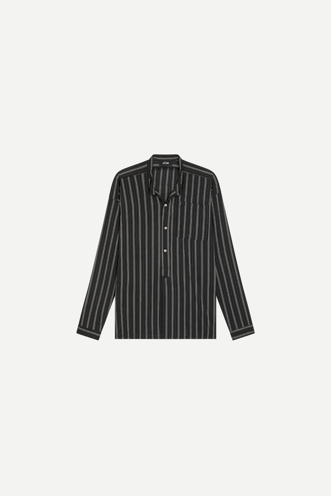 Chemise de luxe pour homme Erevan, à col officier en coton noire à rayure fabriquée en france