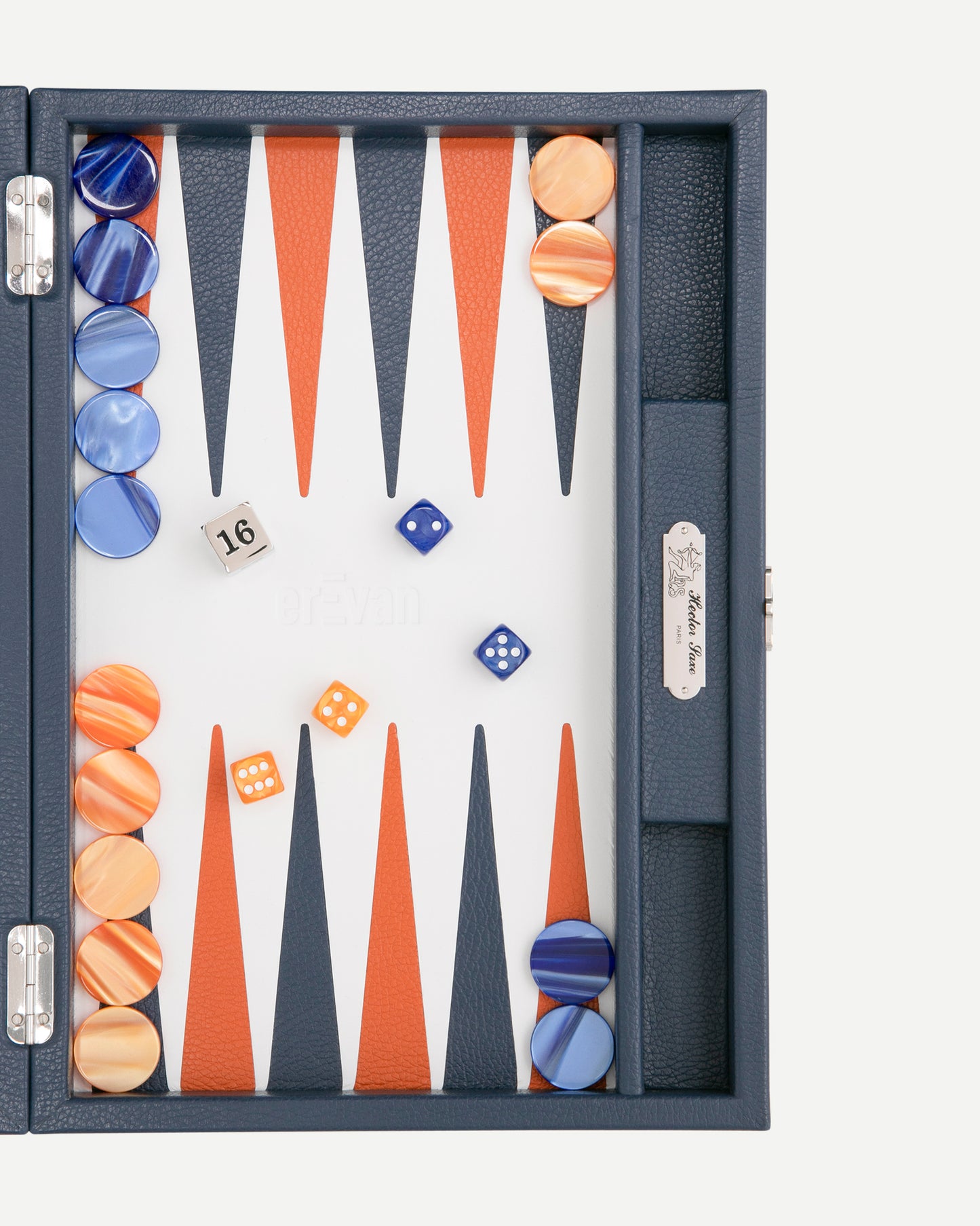 BACKGAMMON PAOLO - ORANGE AND BLUE - Hector Saxe pour erEvan