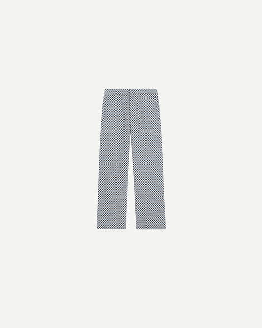 Pantalon de luxe pour homme Erevan, taille mi haute, ceinture dos élastique, coton jacquard damier, fabriqué en france