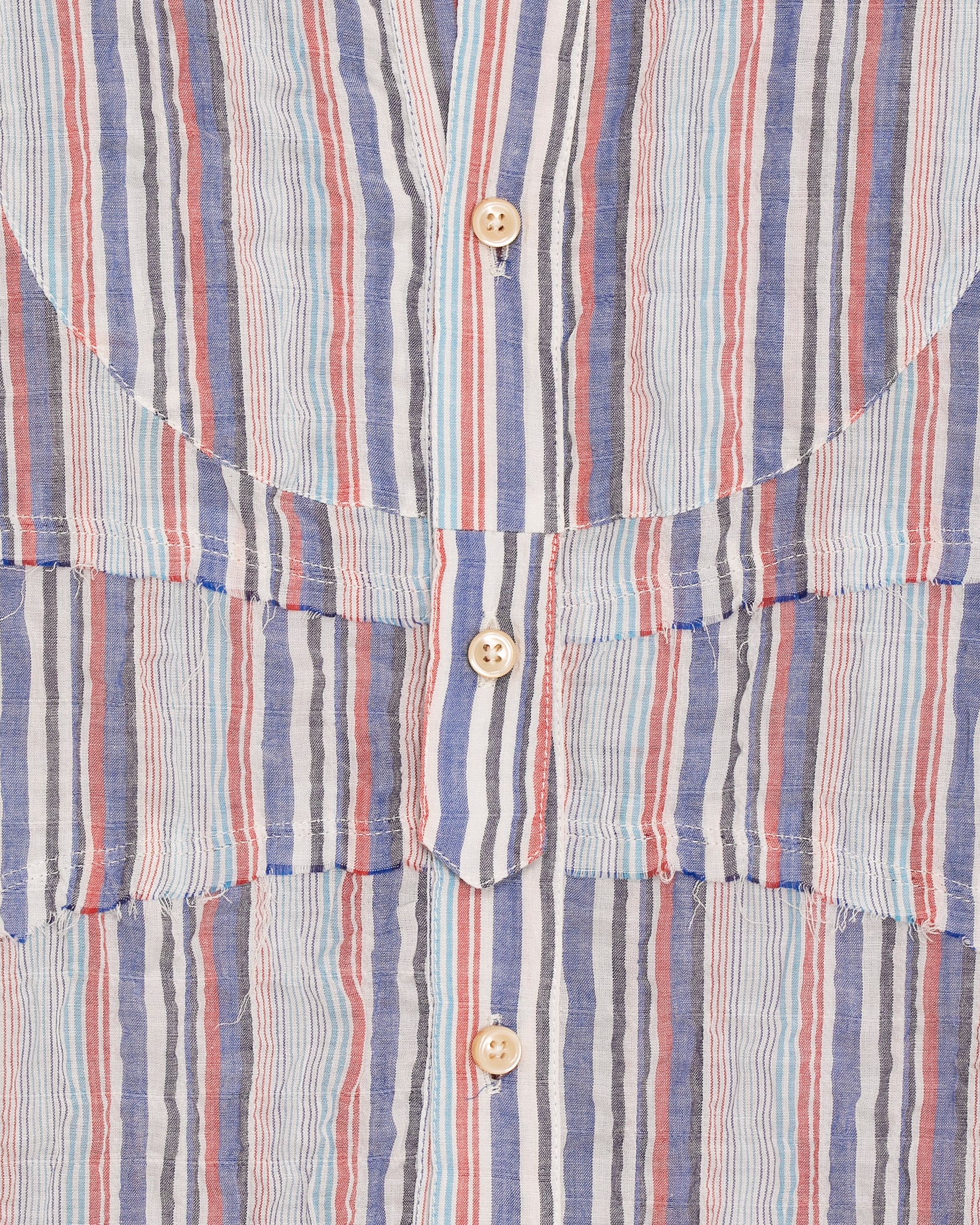 Chemise de luxe pour homme Erevan, à découpes bords francs et col officier en coton soie à rayures pastel fabriquée en france