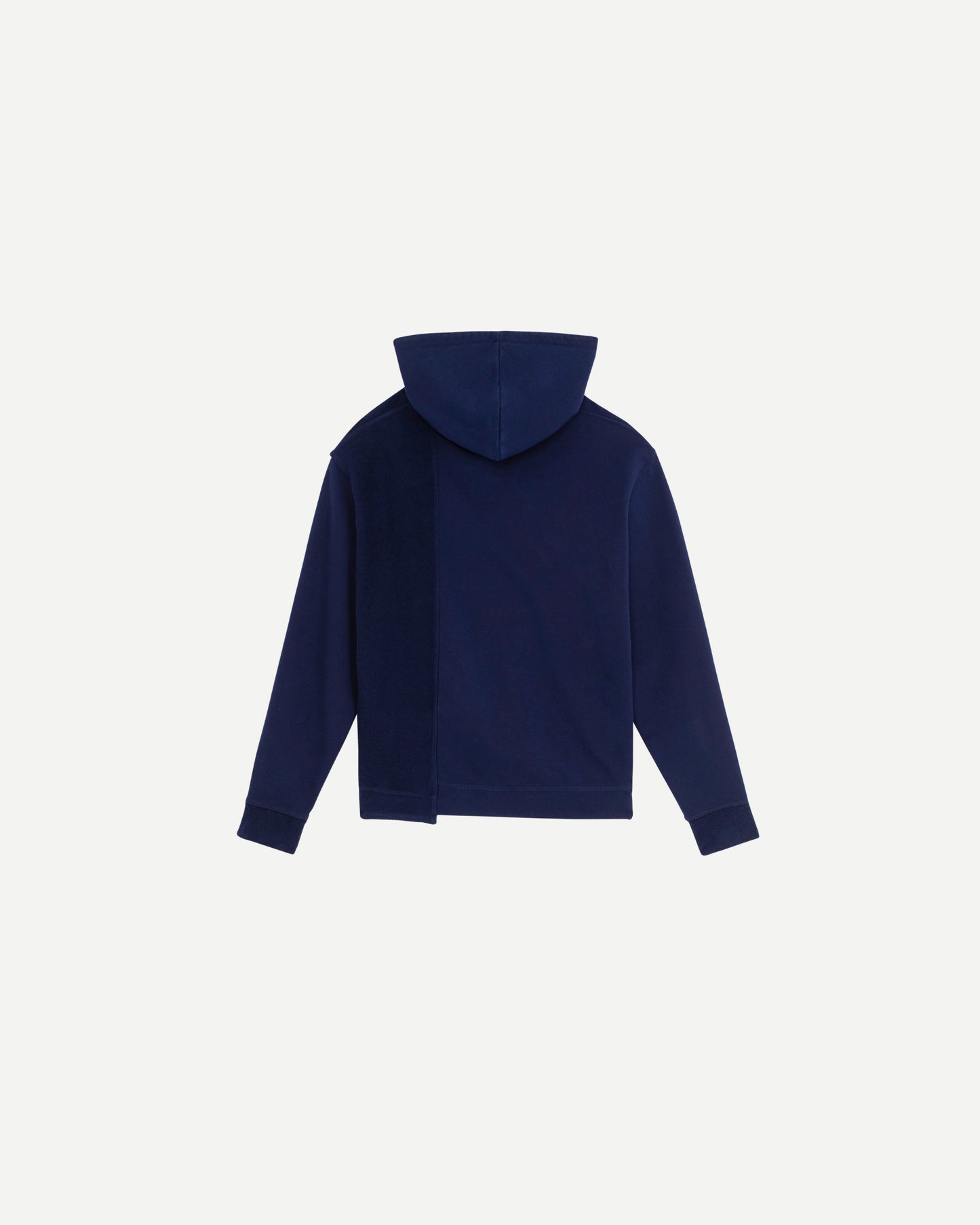 Hoodie de luxe pour homme Erevan, découpe bi-matière, poche centrale et capuche, en jersey de coton, fabriquée en france